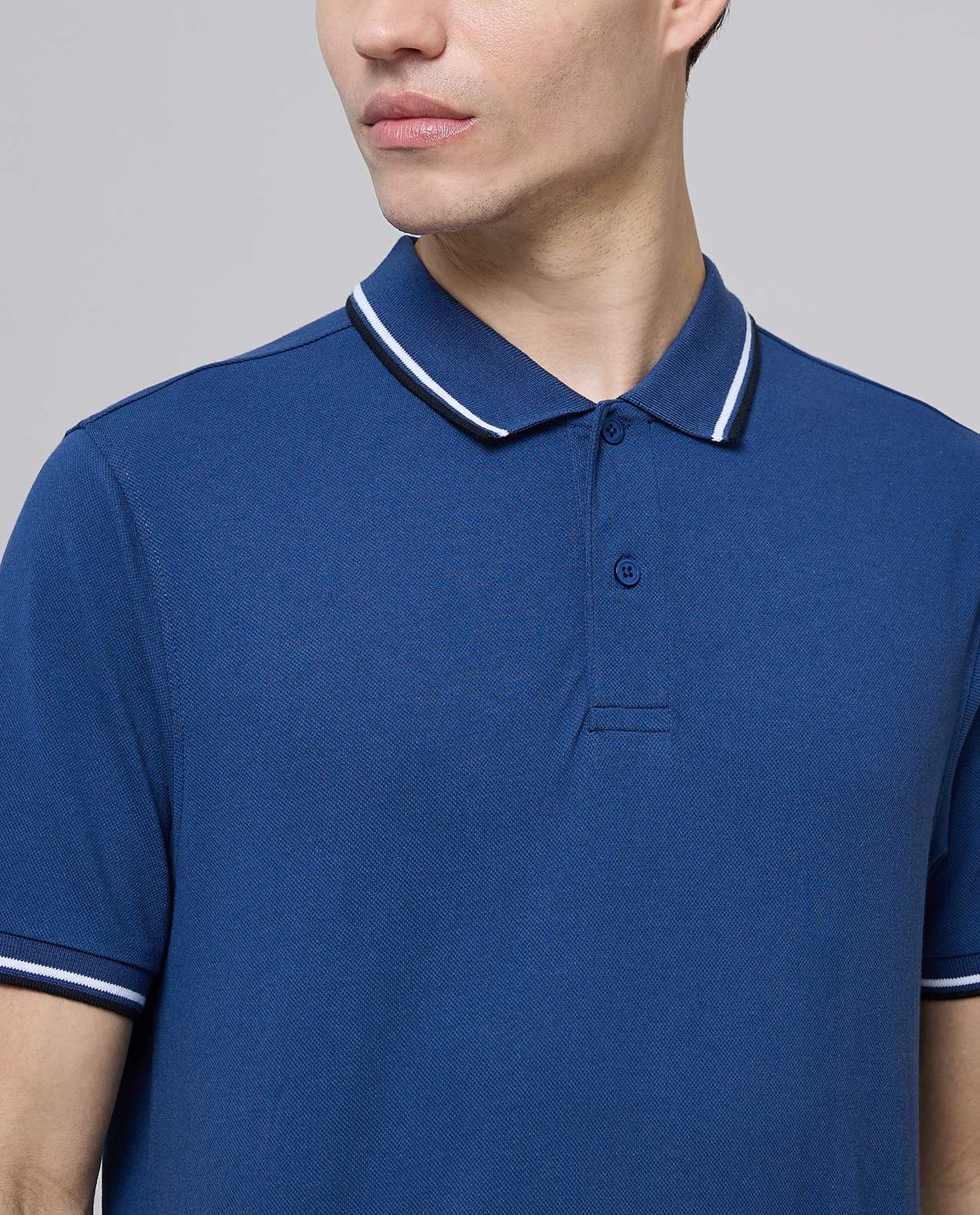 Contrast Tipping Polo T-Shirt with Short Sleeves