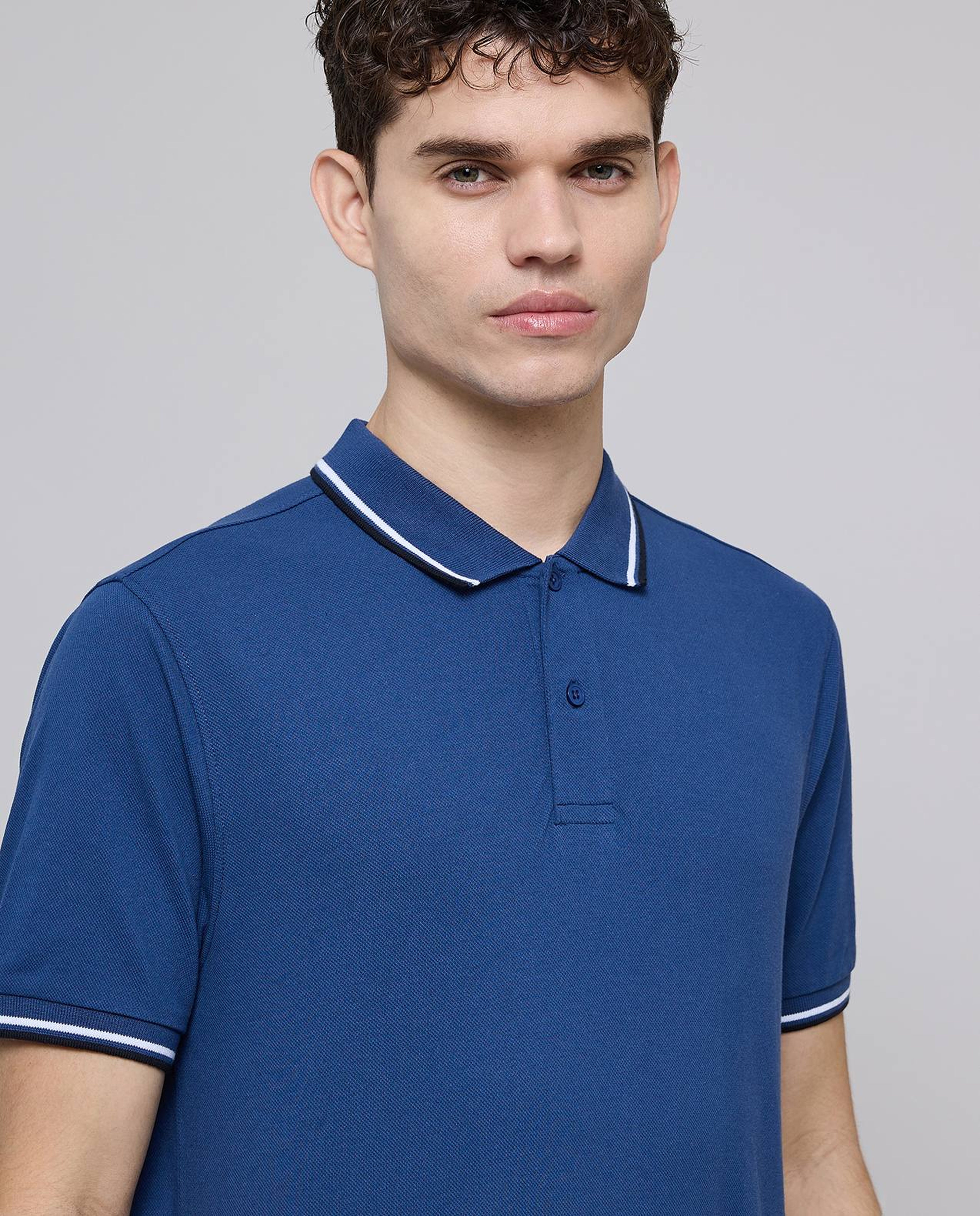Contrast Tipping Polo T-Shirt with Short Sleeves