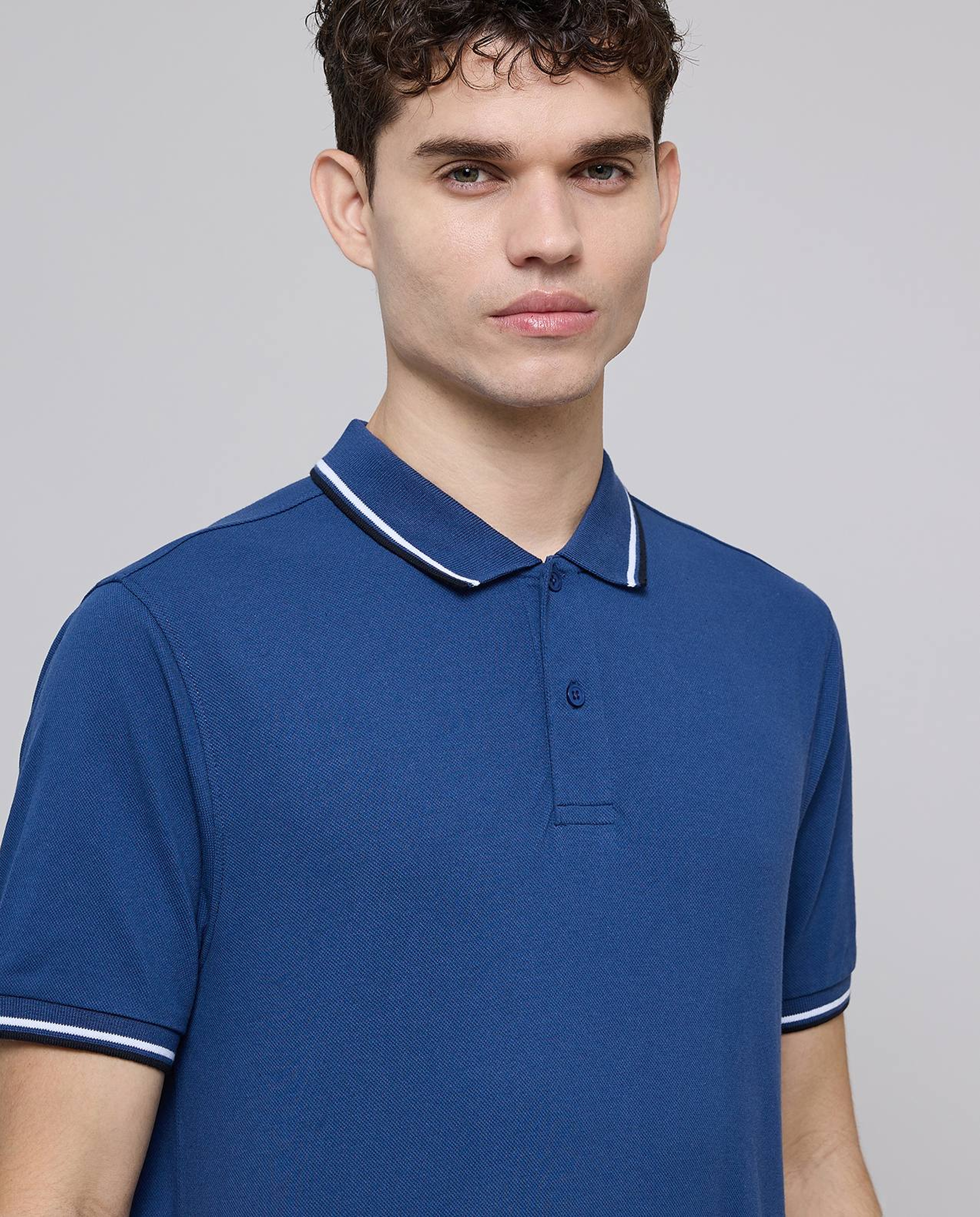 Contrast Tipping Polo T-Shirt with Short Sleeves
