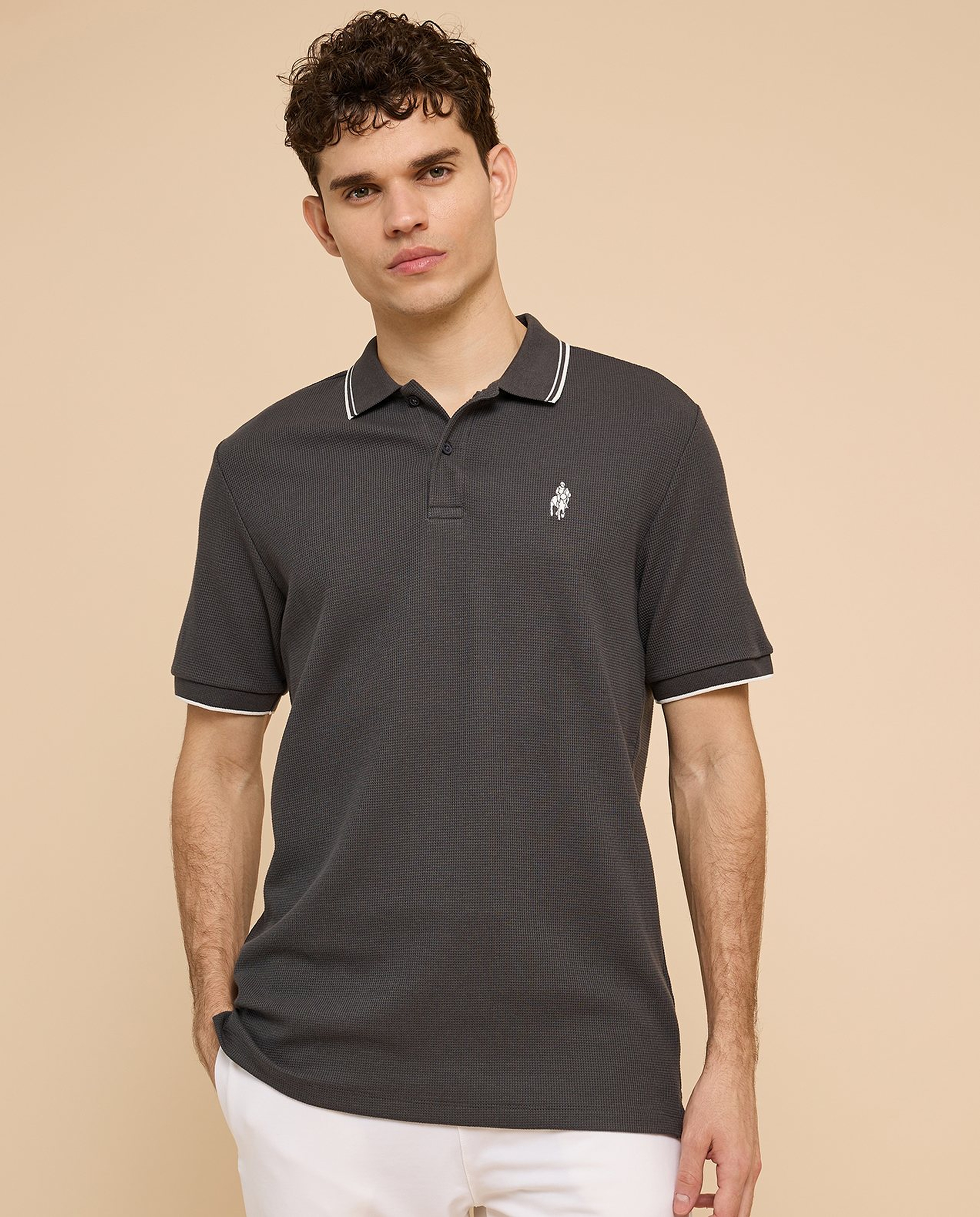 Logo Embroidered Polo T-Shirt with Short Sleeves