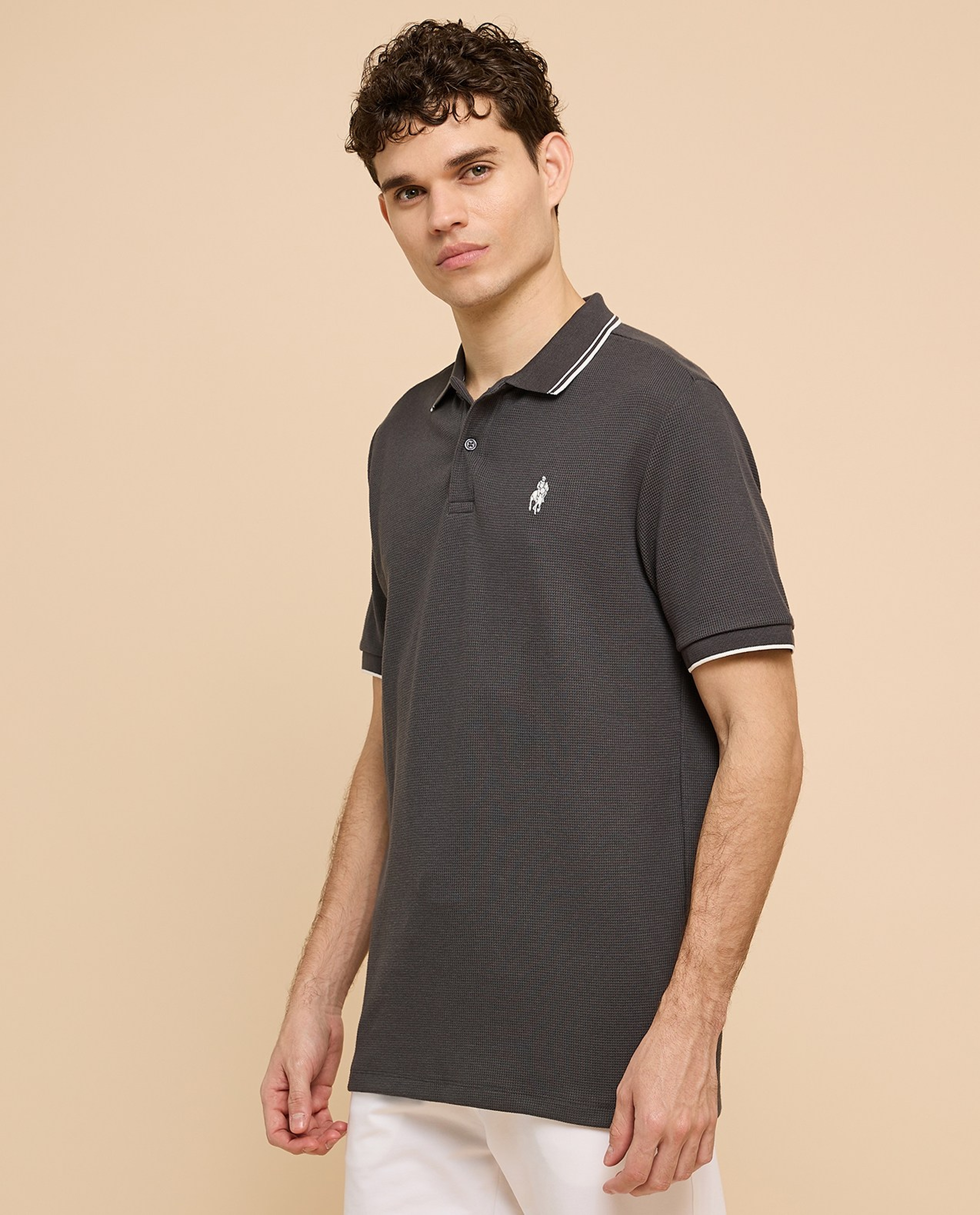 Logo Embroidered Polo T-Shirt with Short Sleeves