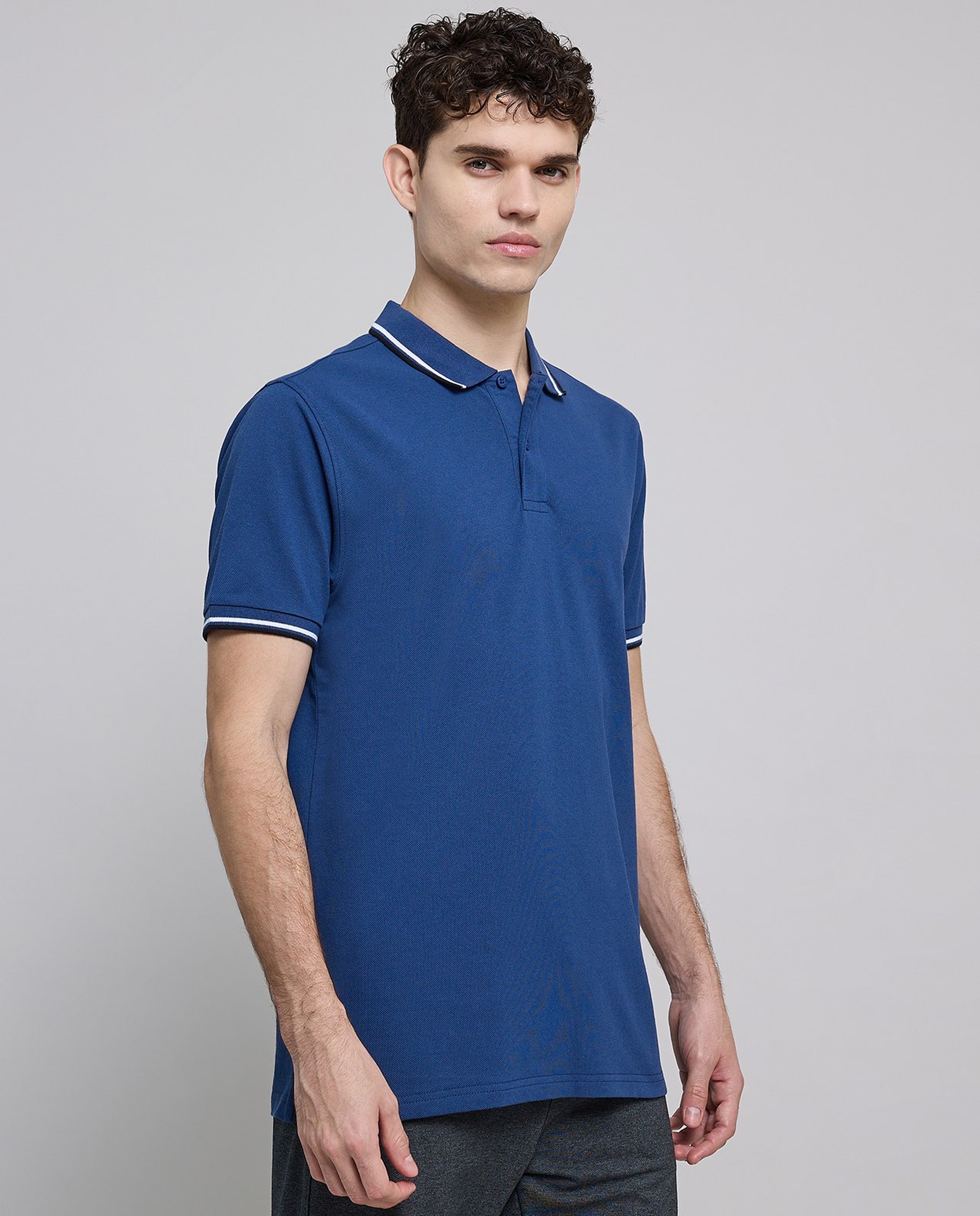 Contrast Tipping Polo T-Shirt with Short Sleeves