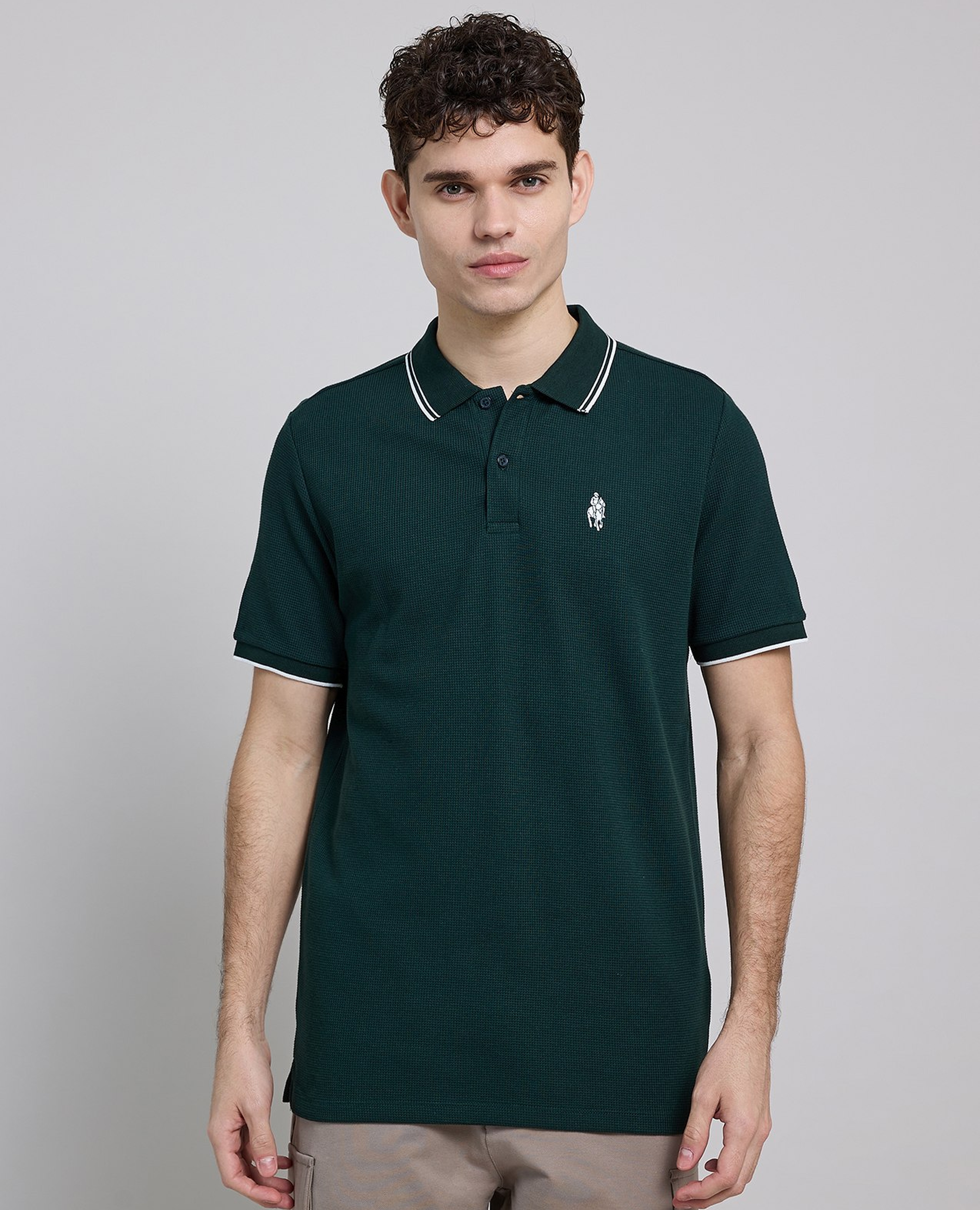 Logo Embroidered Polo T-Shirt with Short Sleeves
