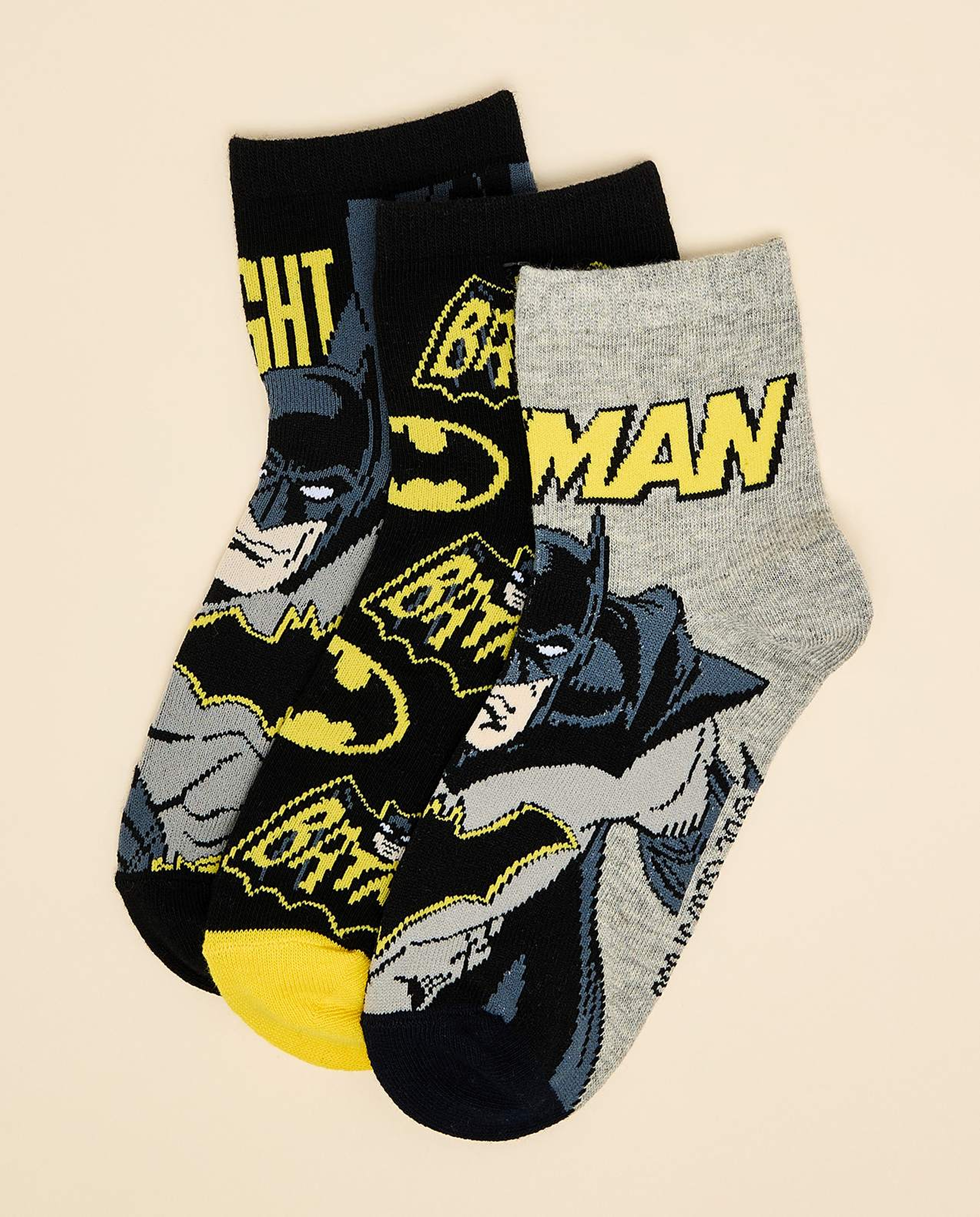 3 Pack Batman Print Ankle Socks