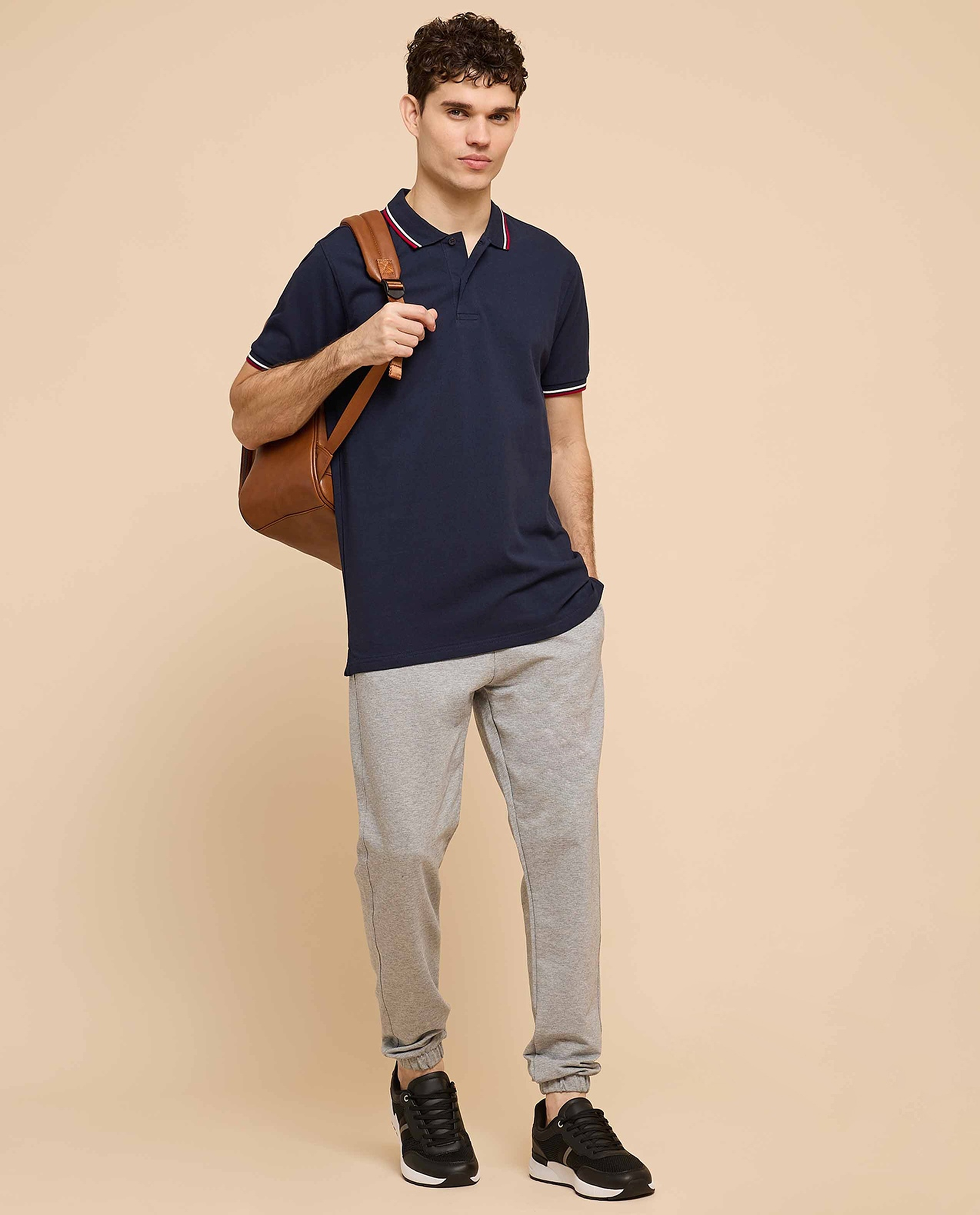 Contrast Tipping Polo T-Shirt with Short Sleeves