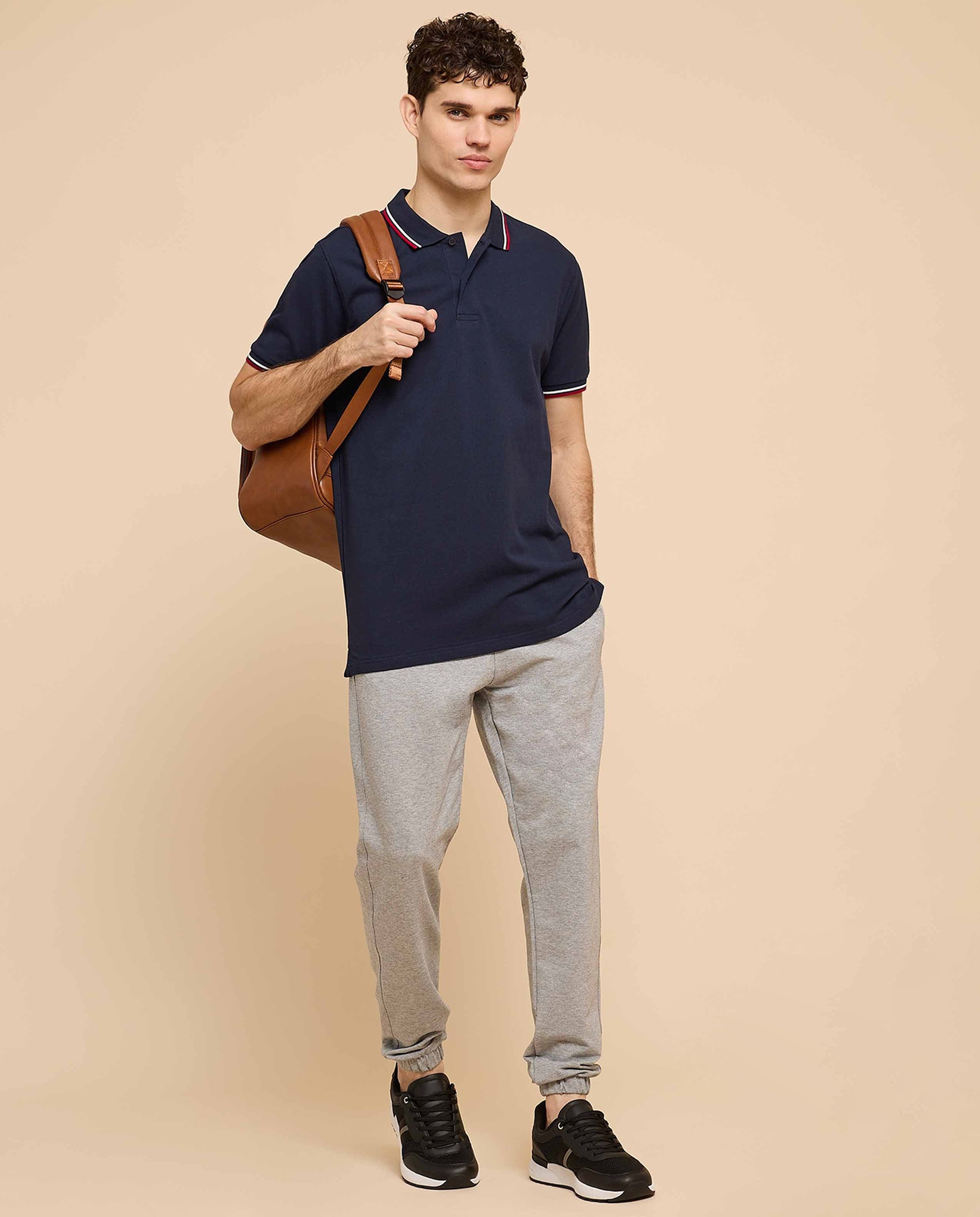 Contrast Tipping Polo T-Shirt with Short Sleeves