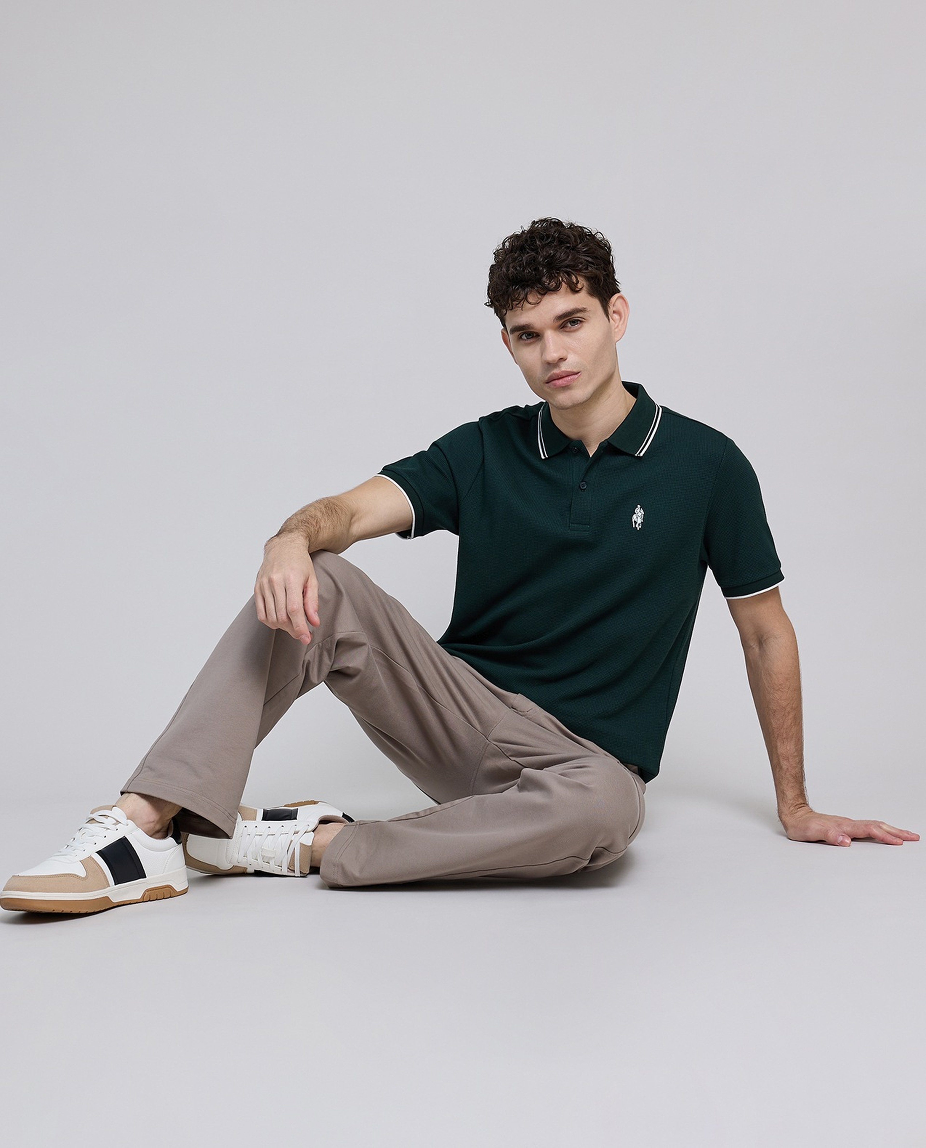 Logo Embroidered Polo T-Shirt with Short Sleeves