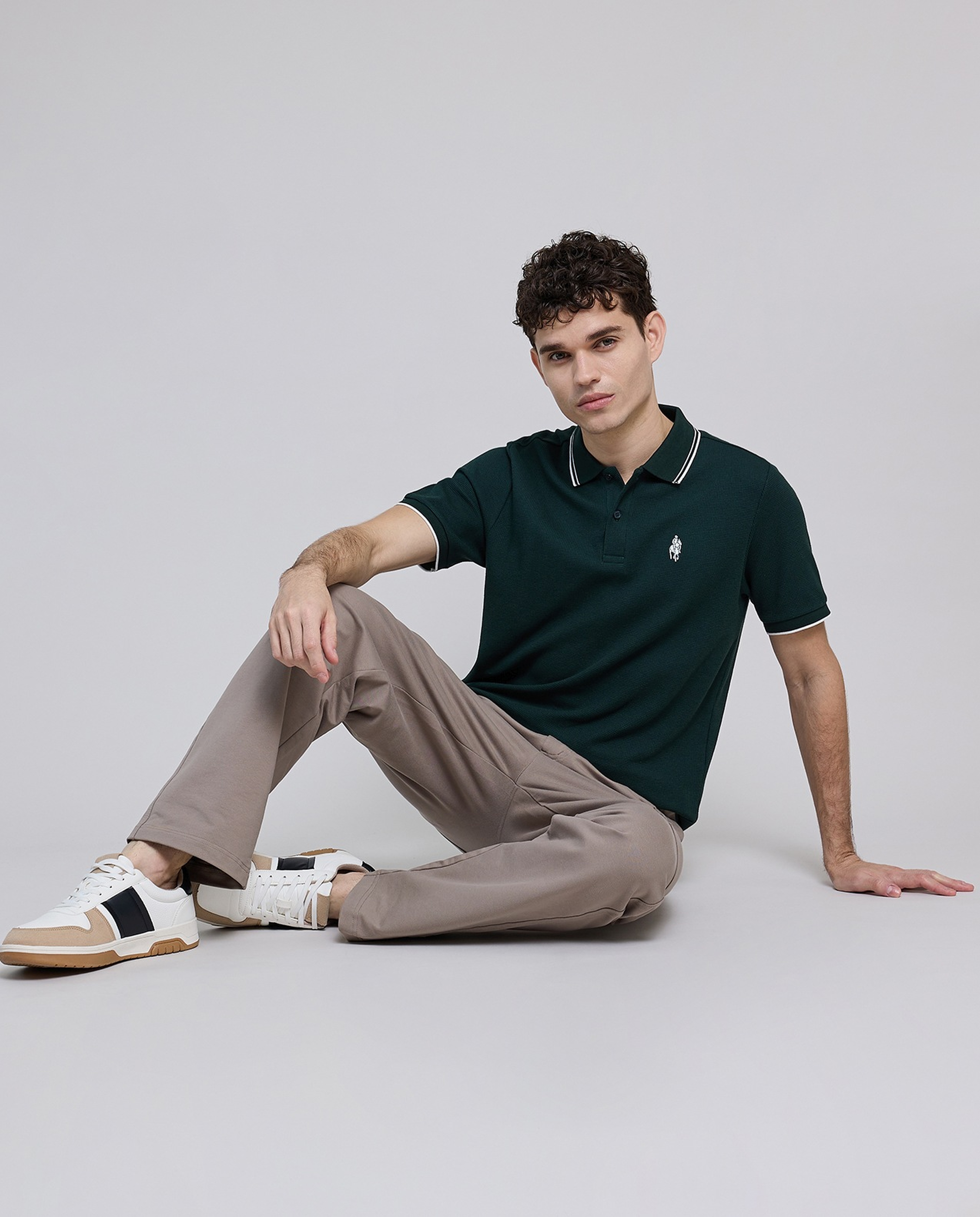 Logo Embroidered Polo T-Shirt with Short Sleeves