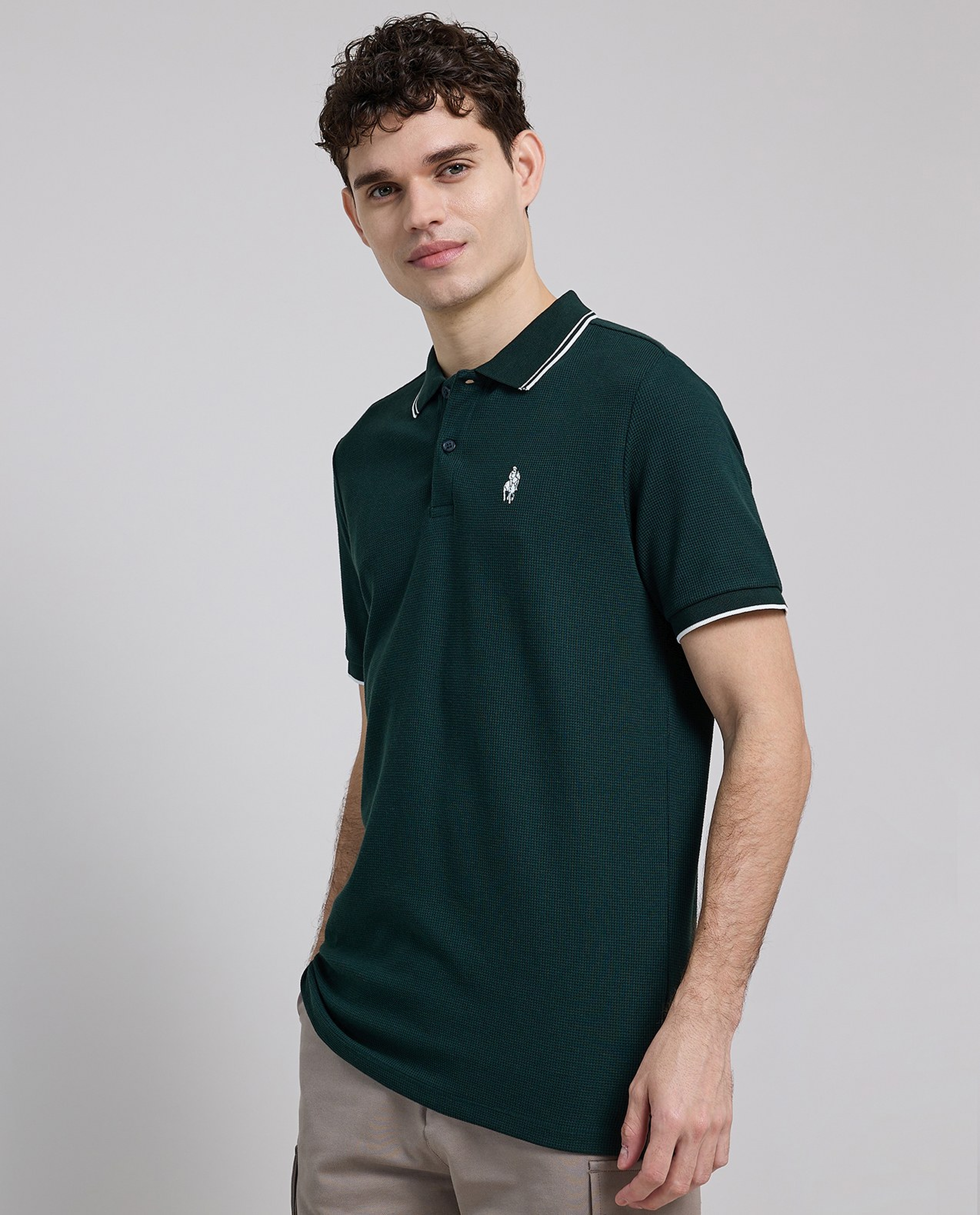 Logo Embroidered Polo T-Shirt with Short Sleeves