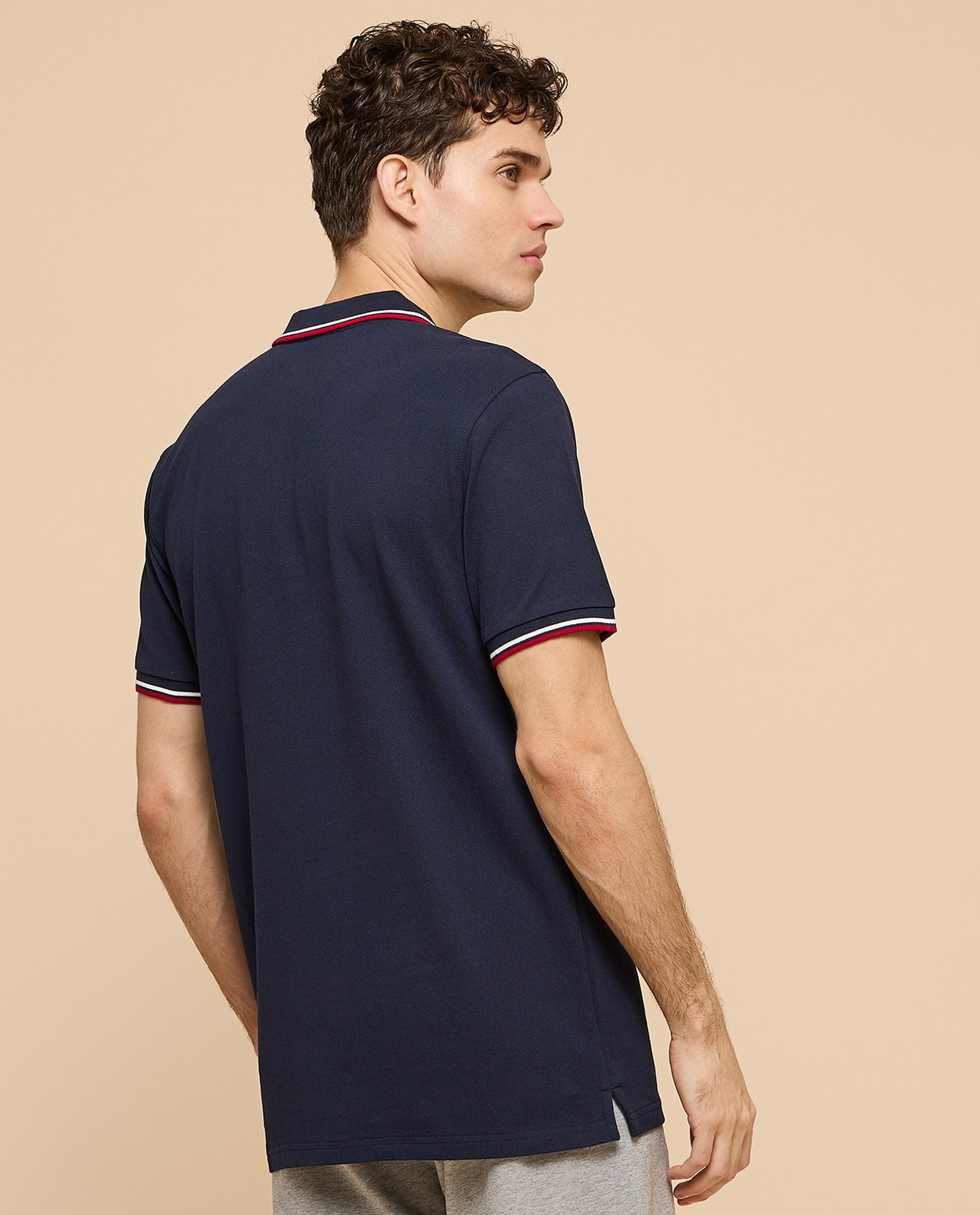 Contrast Tipping Polo T-Shirt with Short Sleeves