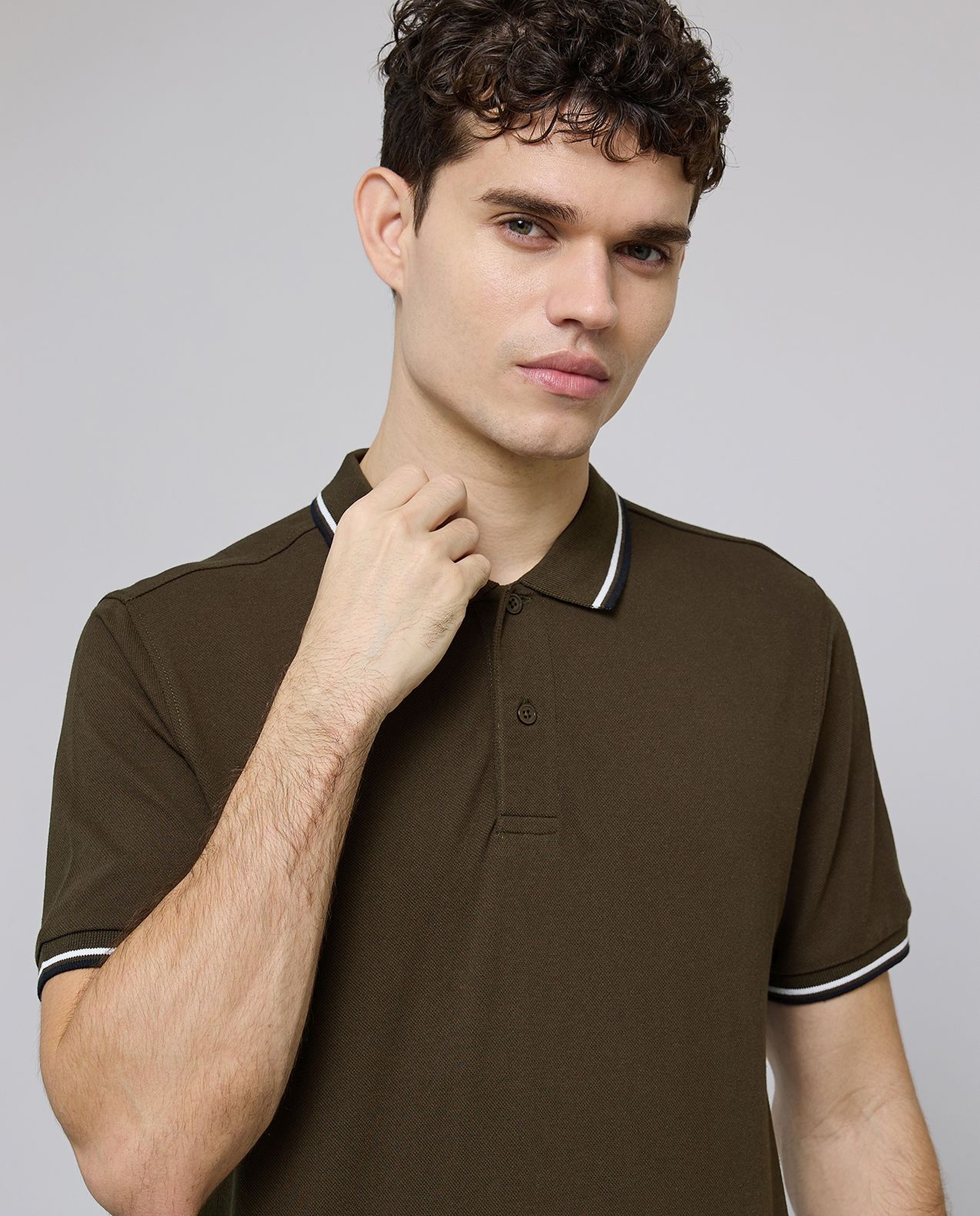 Contrast Tipping Polo T-Shirt with Short Sleeves