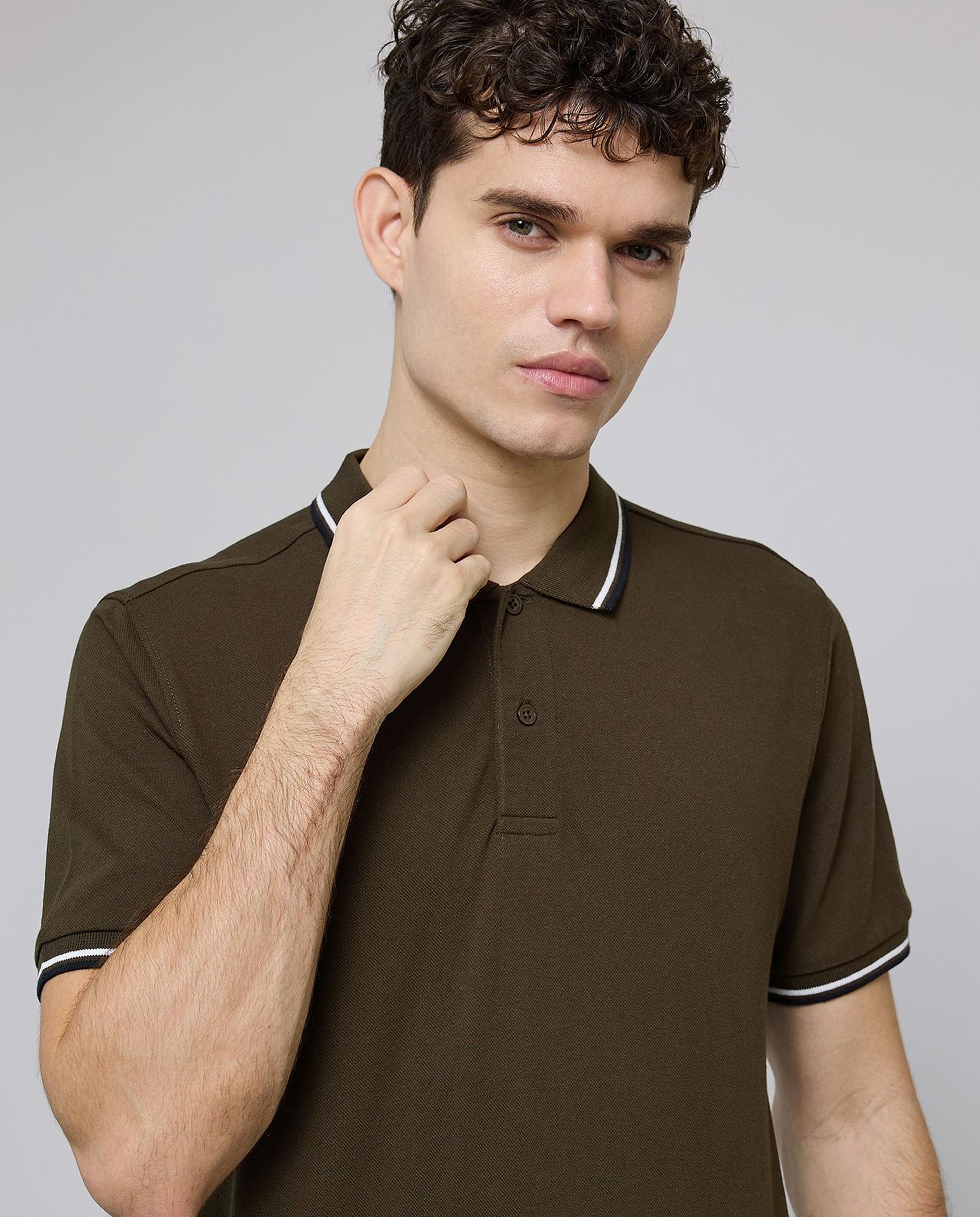 Contrast Tipping Polo T-Shirt with Short Sleeves