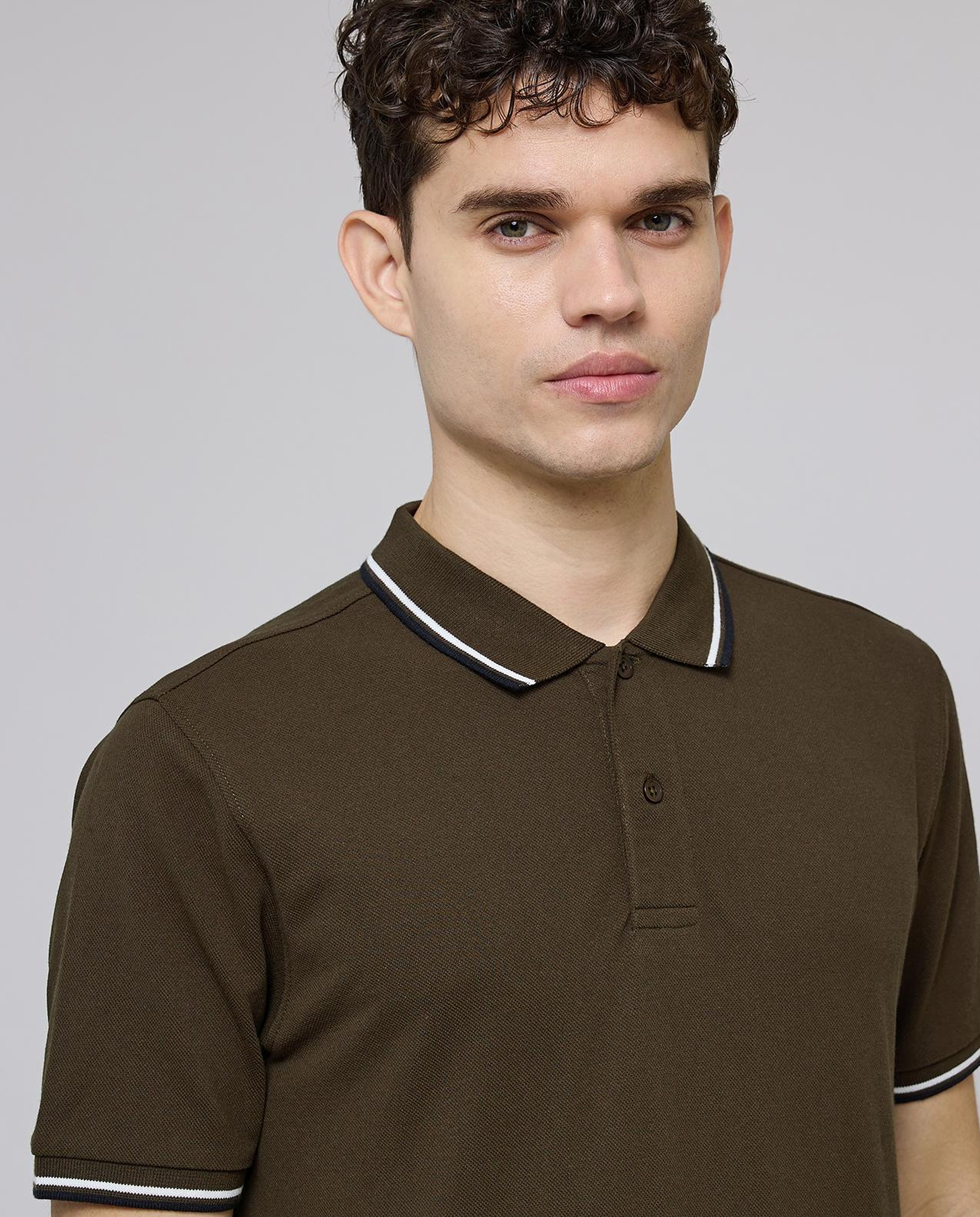 Contrast Tipping Polo T-Shirt with Short Sleeves