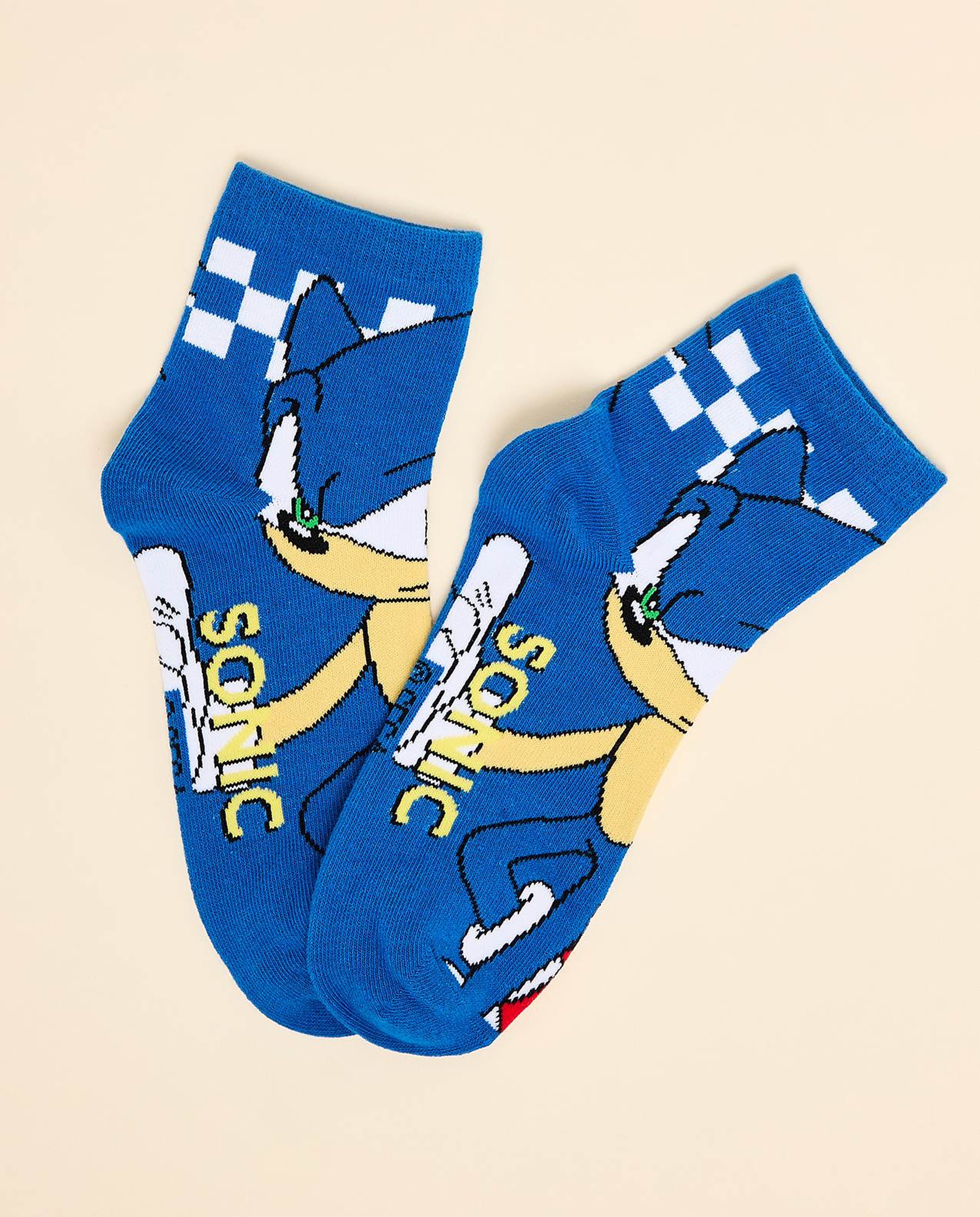 3 Pack Sonic Print Ankle Socks