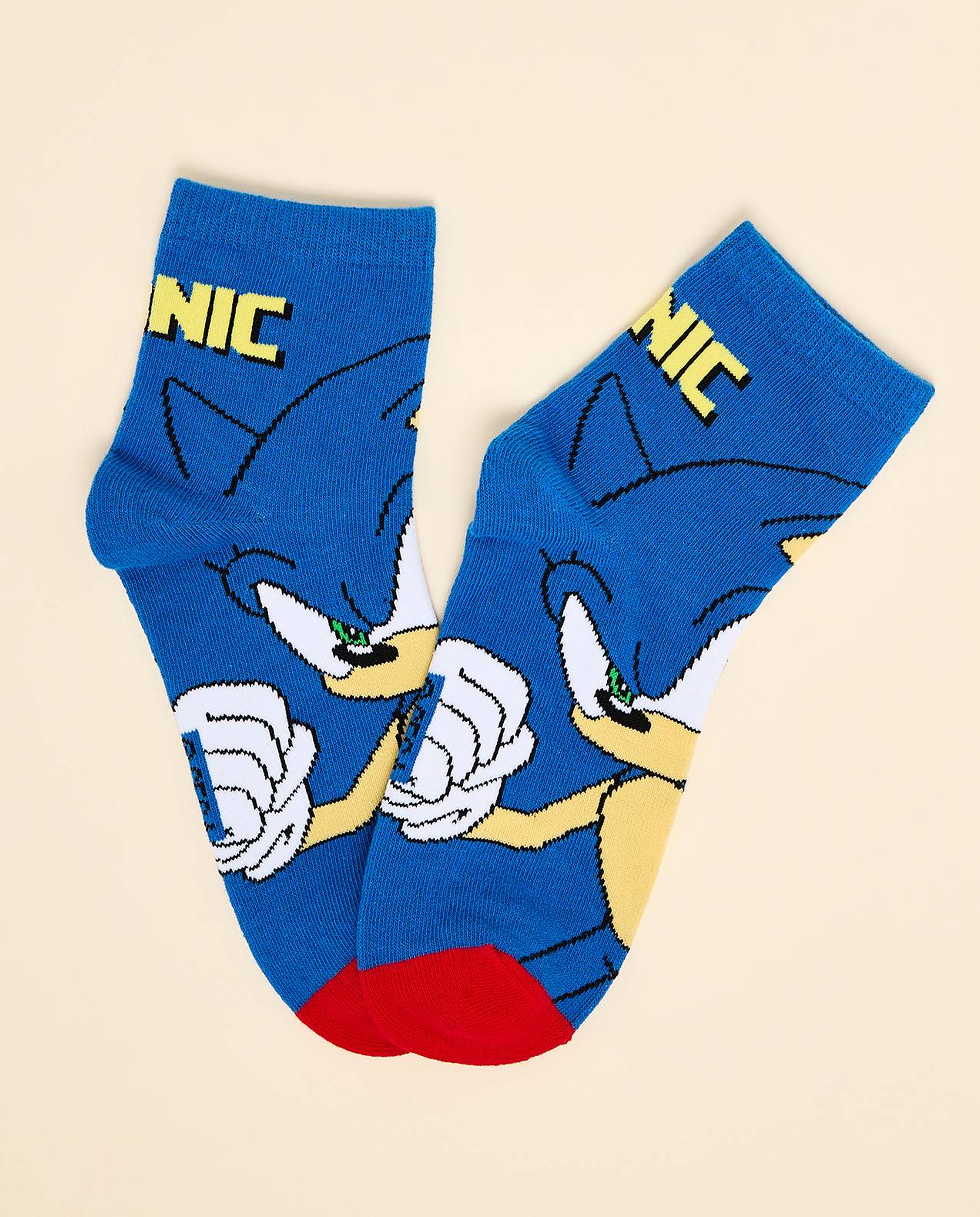 3 Pack Sonic Print Ankle Socks