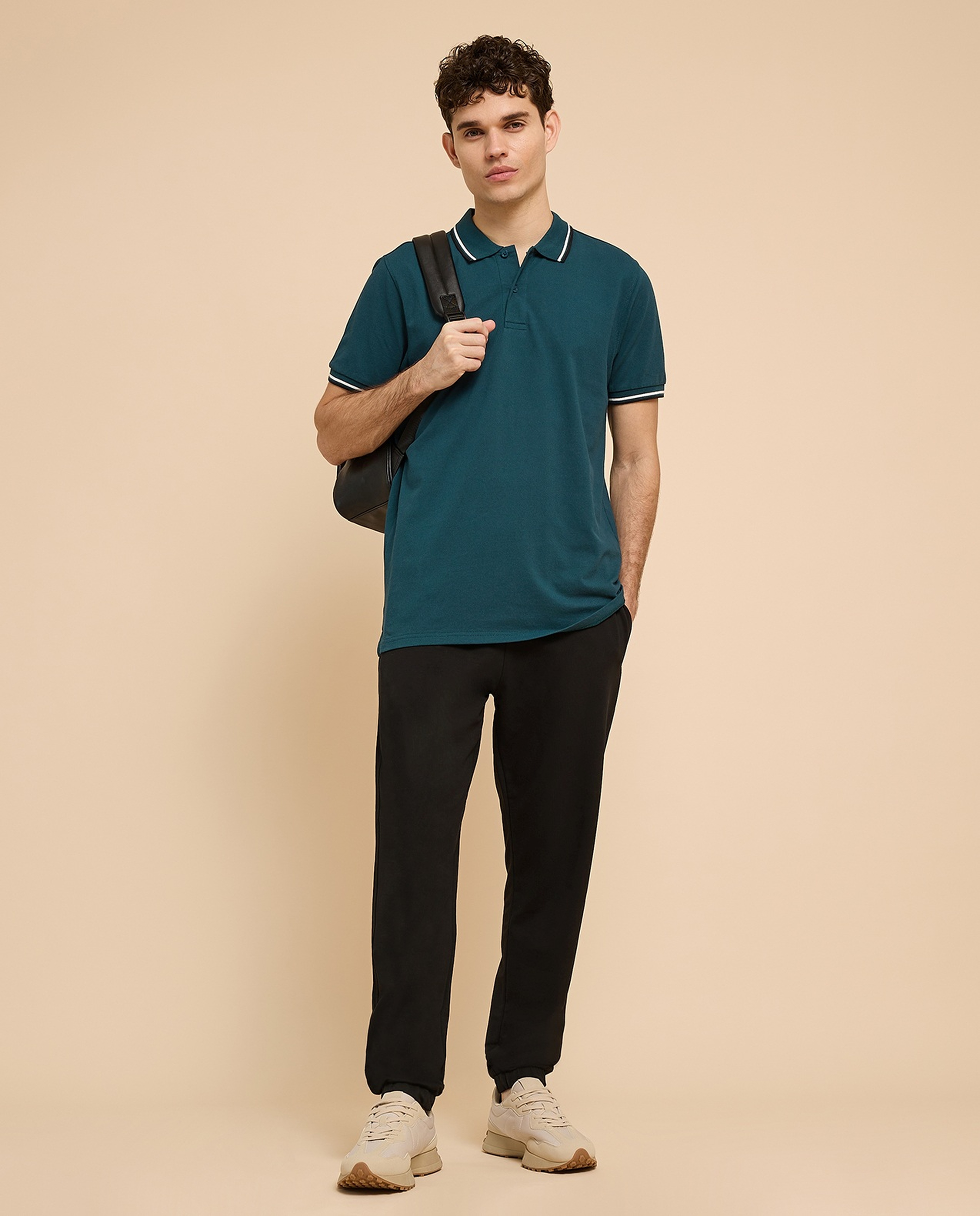 Contrast Tipping Polo T-Shirt with Short Sleeves