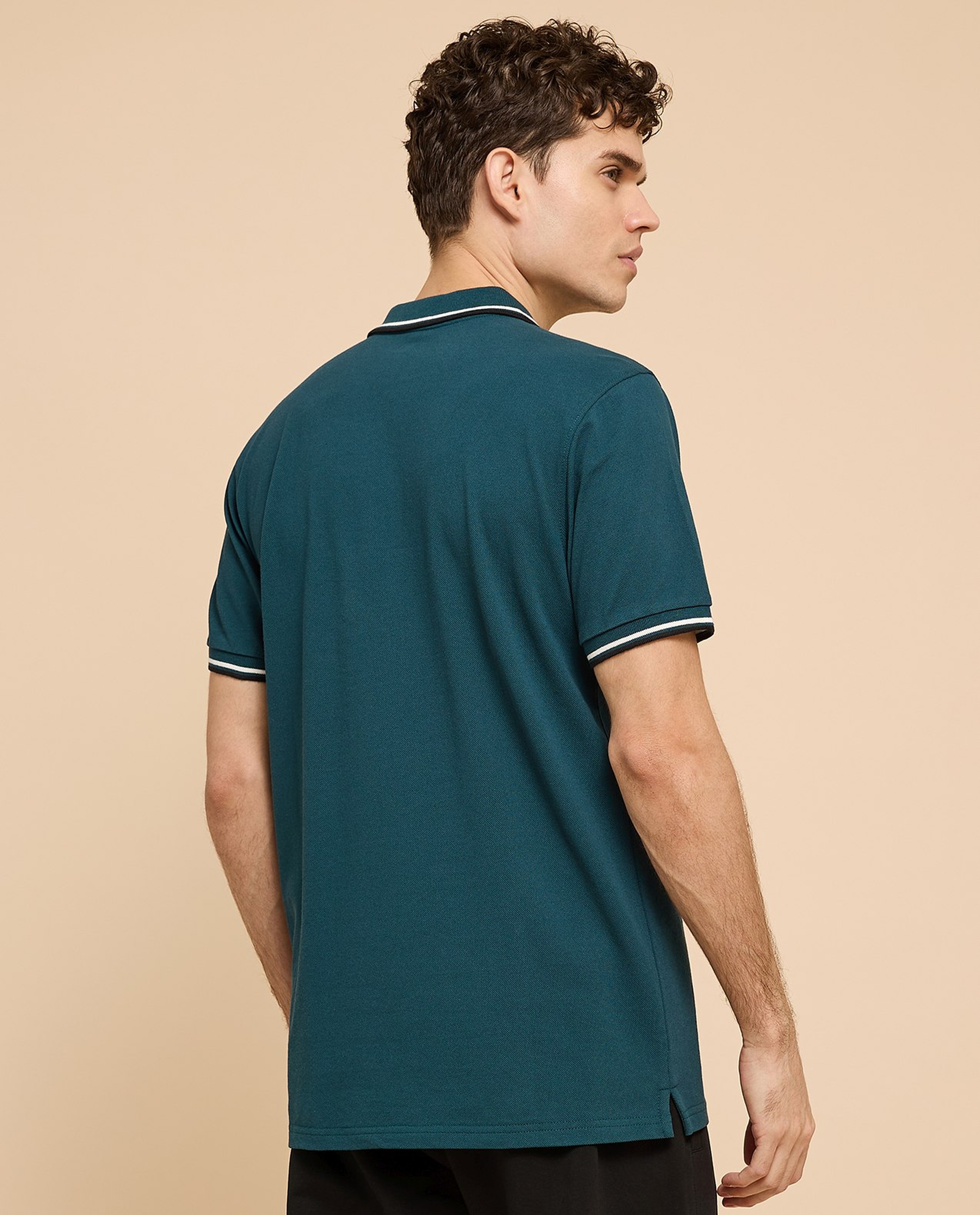 Contrast Tipping Polo T-Shirt with Short Sleeves