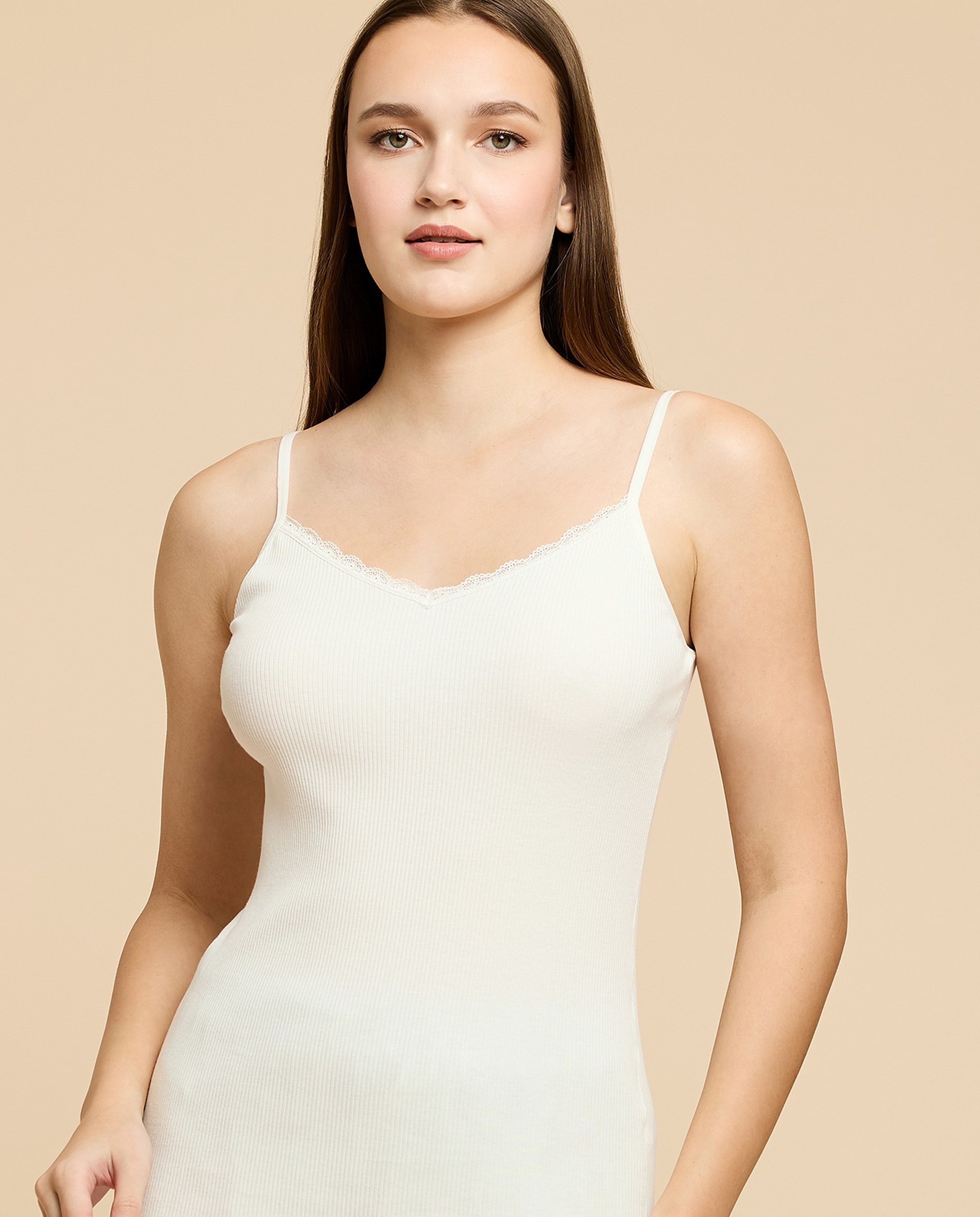 Ribbed Lace Trim Camisole