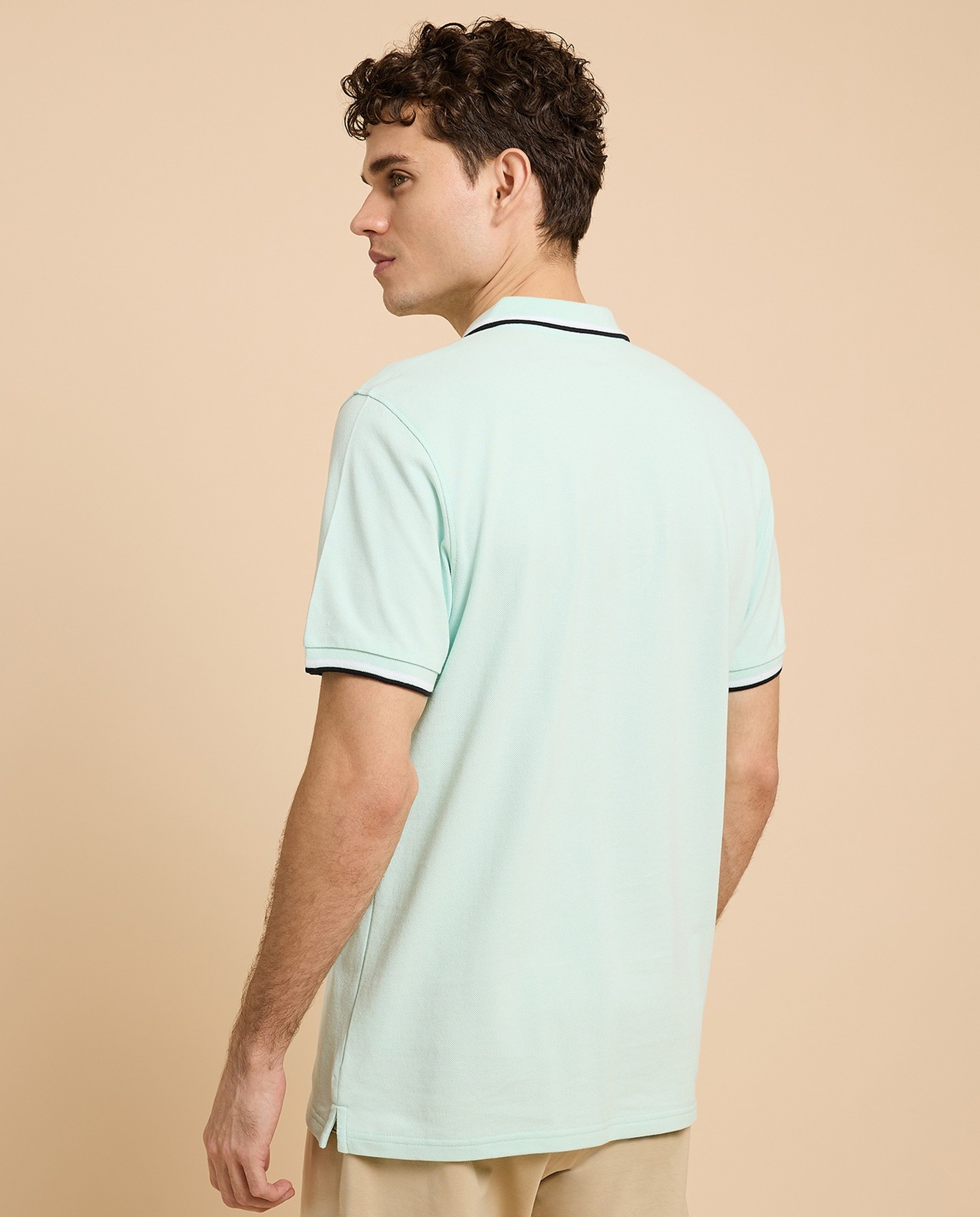 Contrast Tipping Polo T-Shirt with Short Sleeves