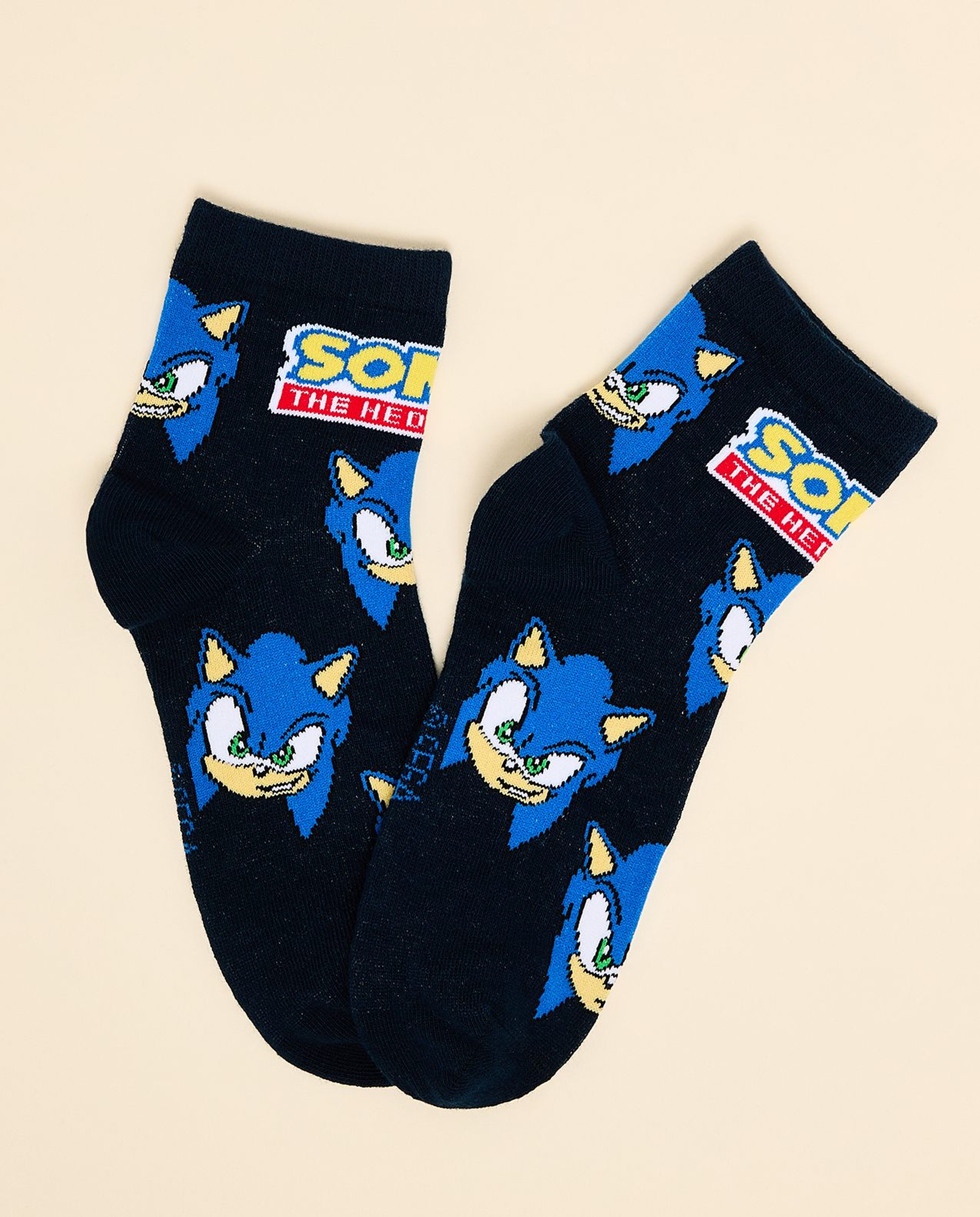 3 Pack Sonic Print Ankle Socks