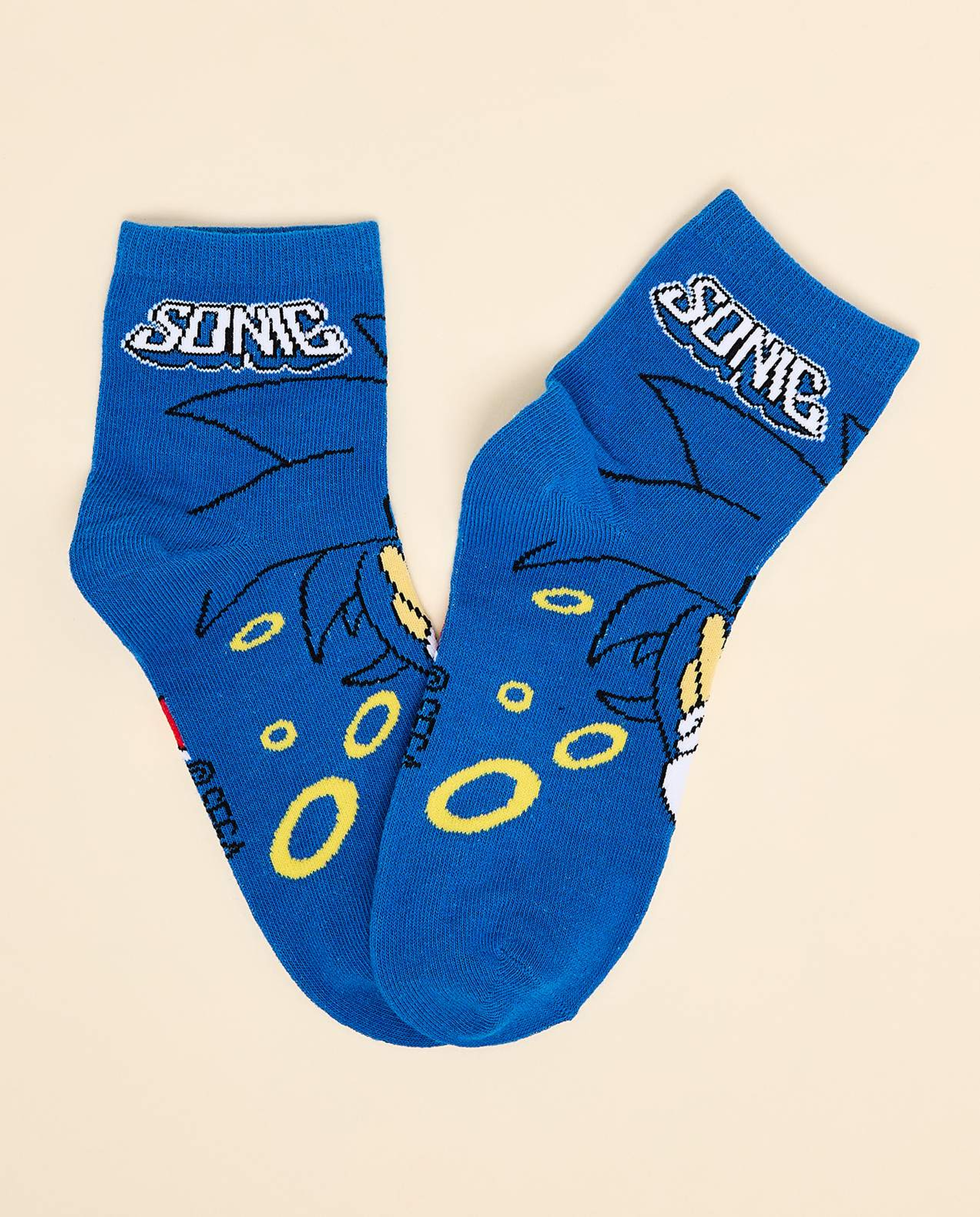 3 Pack Sonic Print Ankle Socks