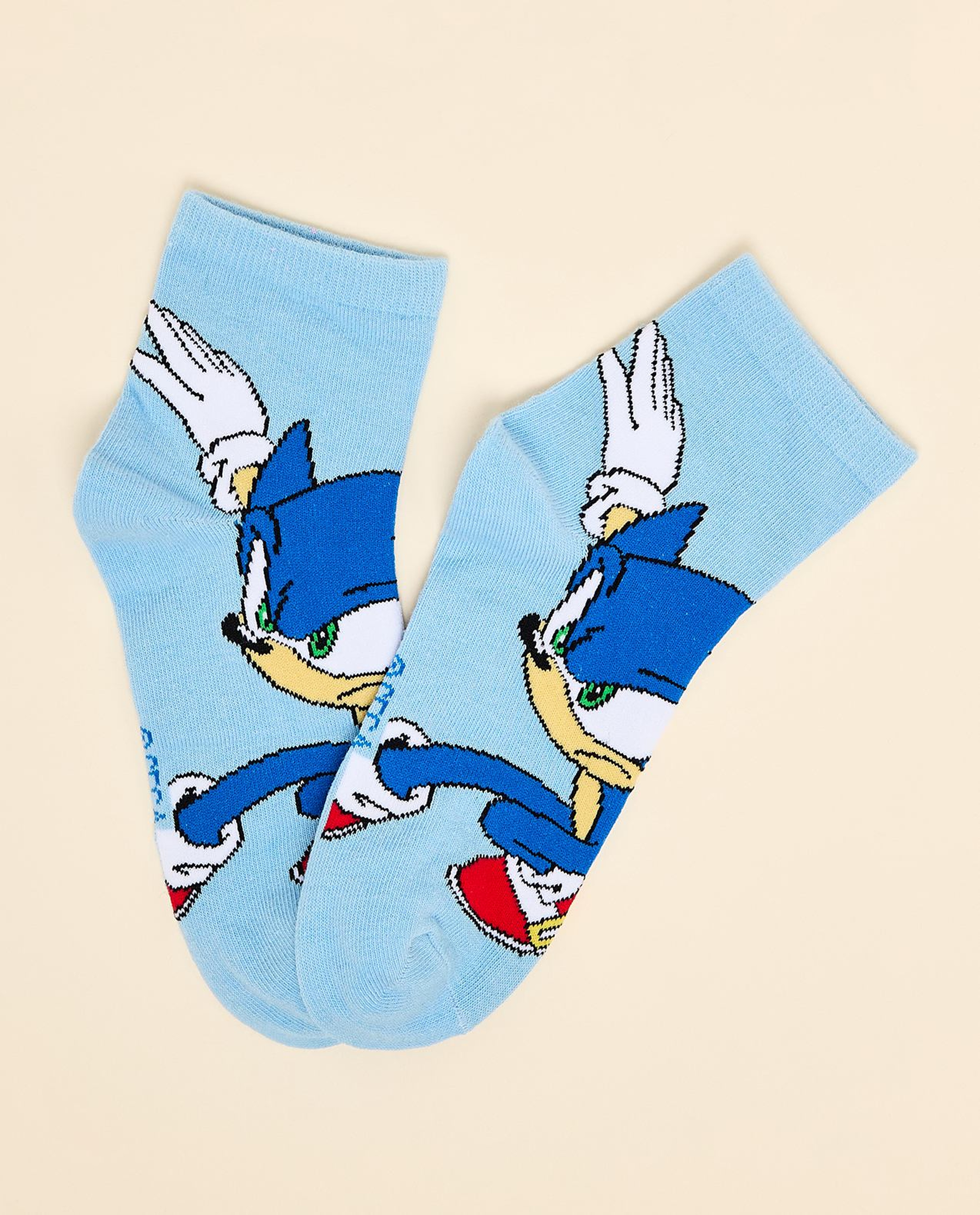 3 Pack Sonic Print Ankle Socks