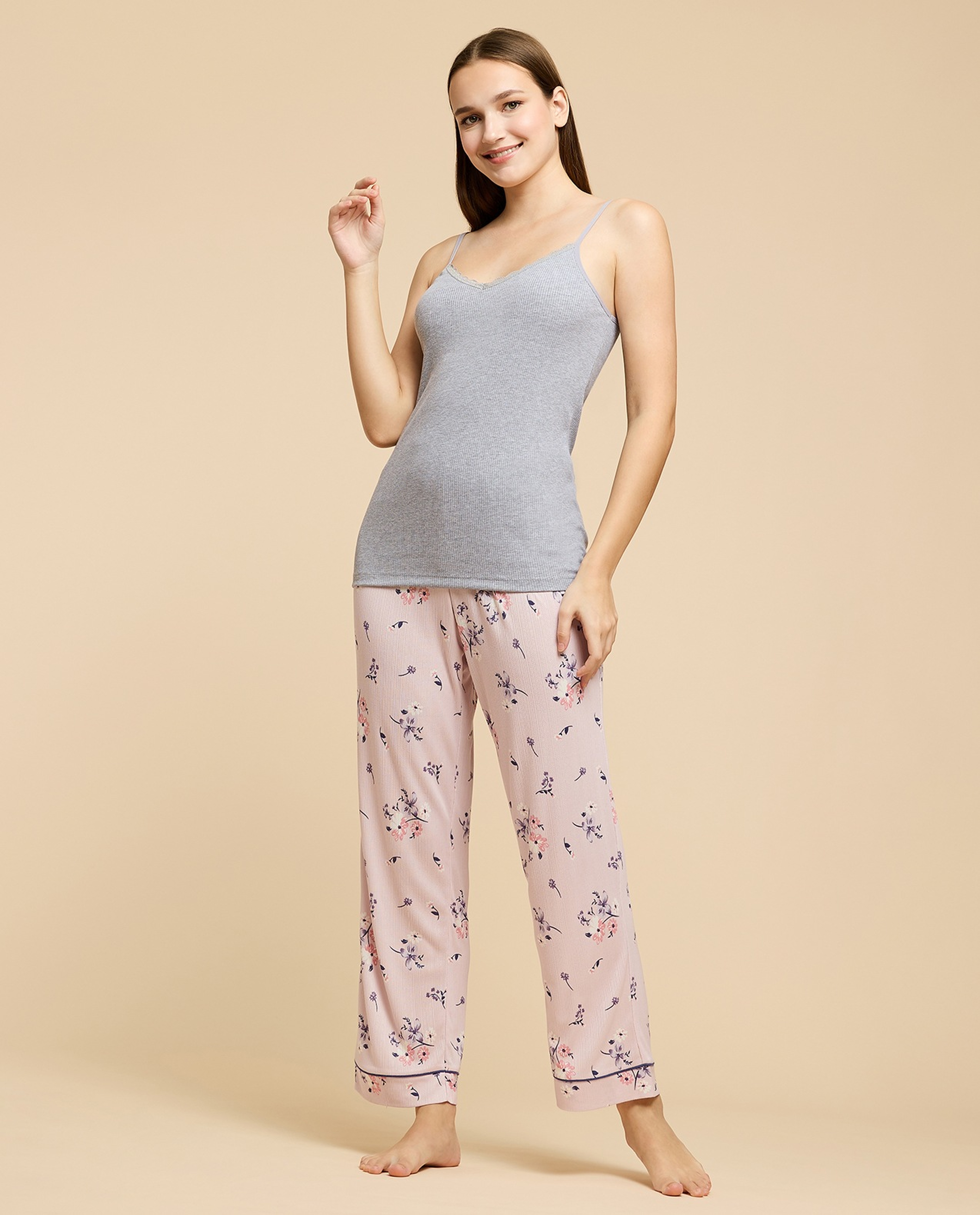 Ribbed Lace Trim Camisole