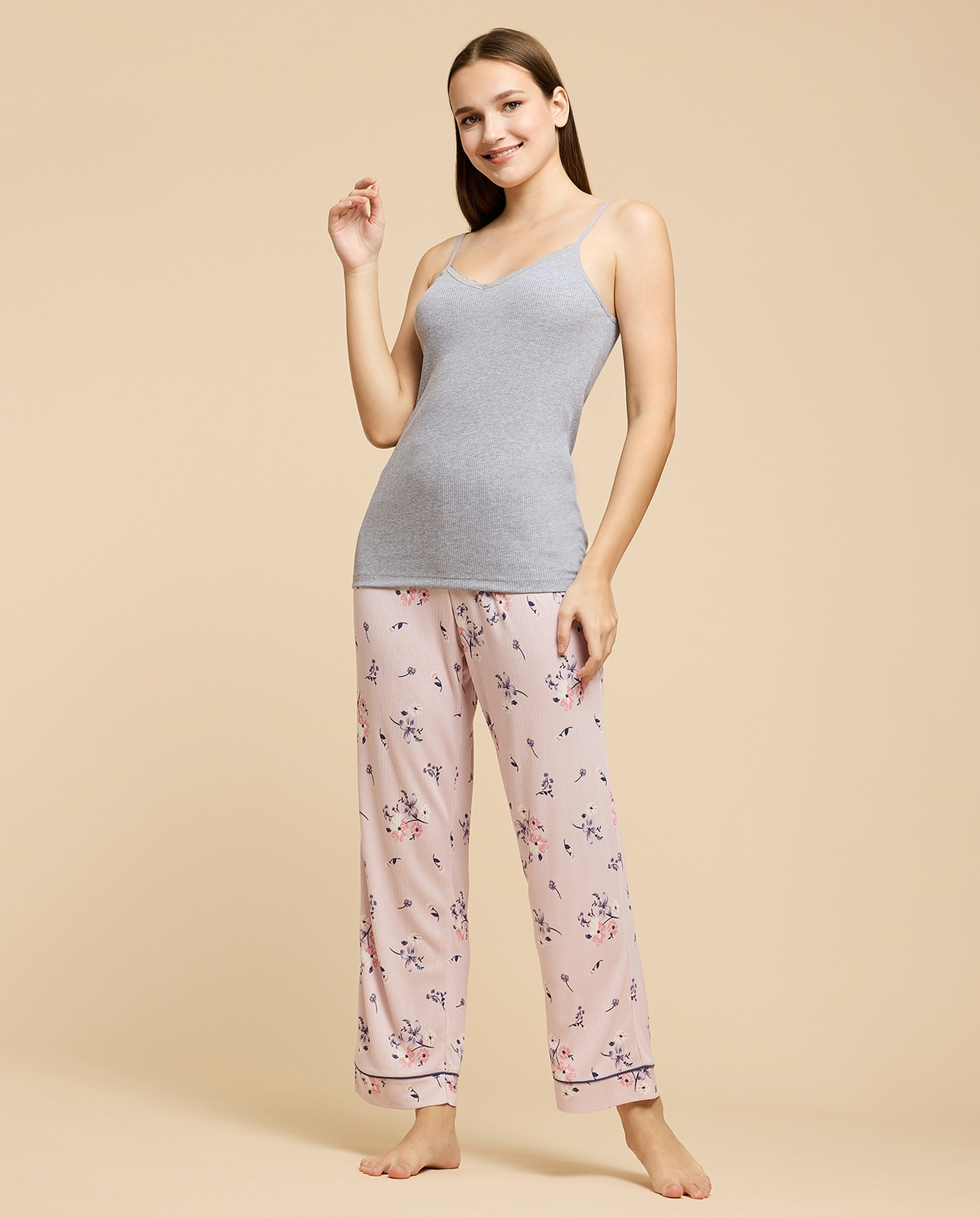 Ribbed Lace Trim Camisole