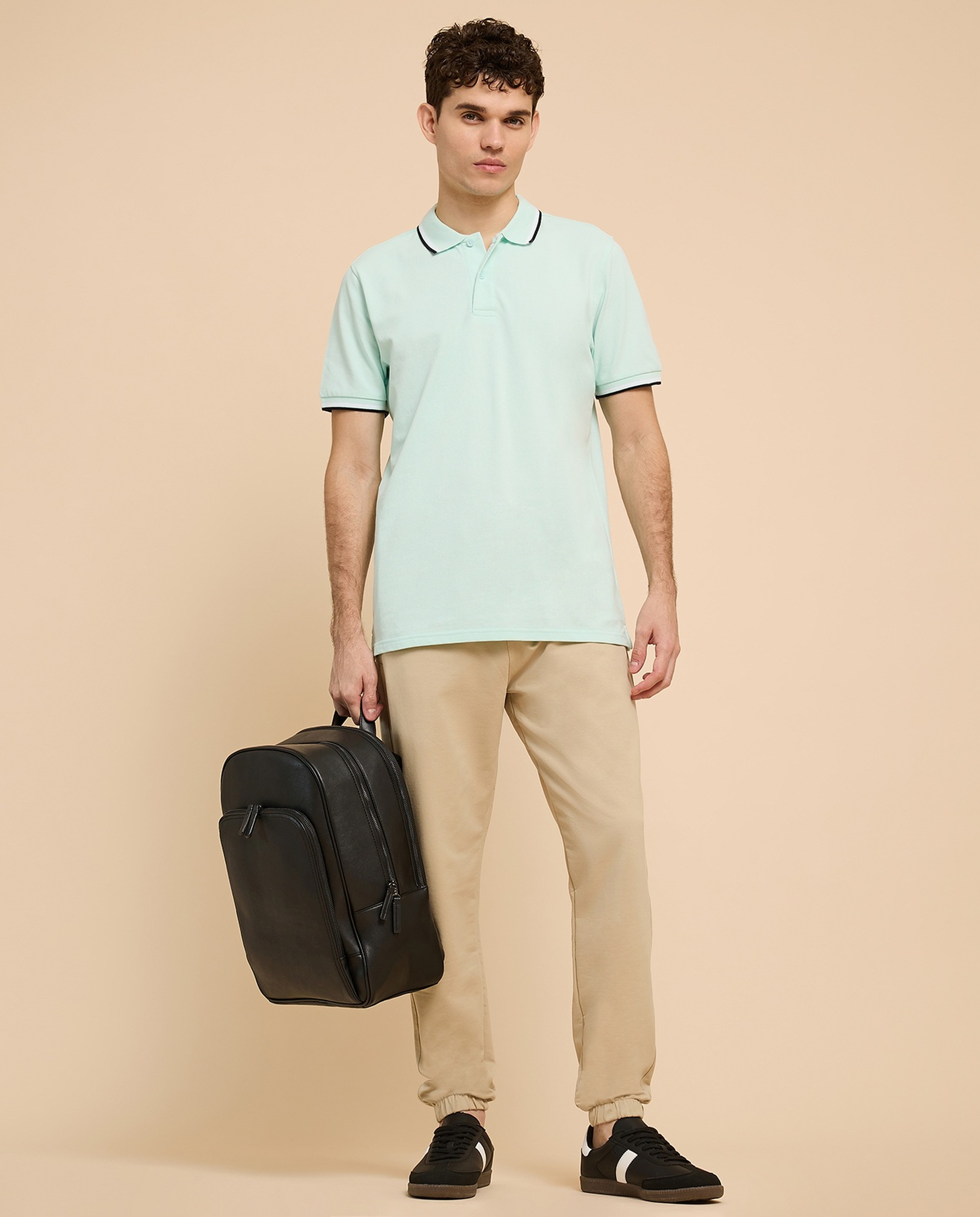 Contrast Tipping Polo T-Shirt with Short Sleeves