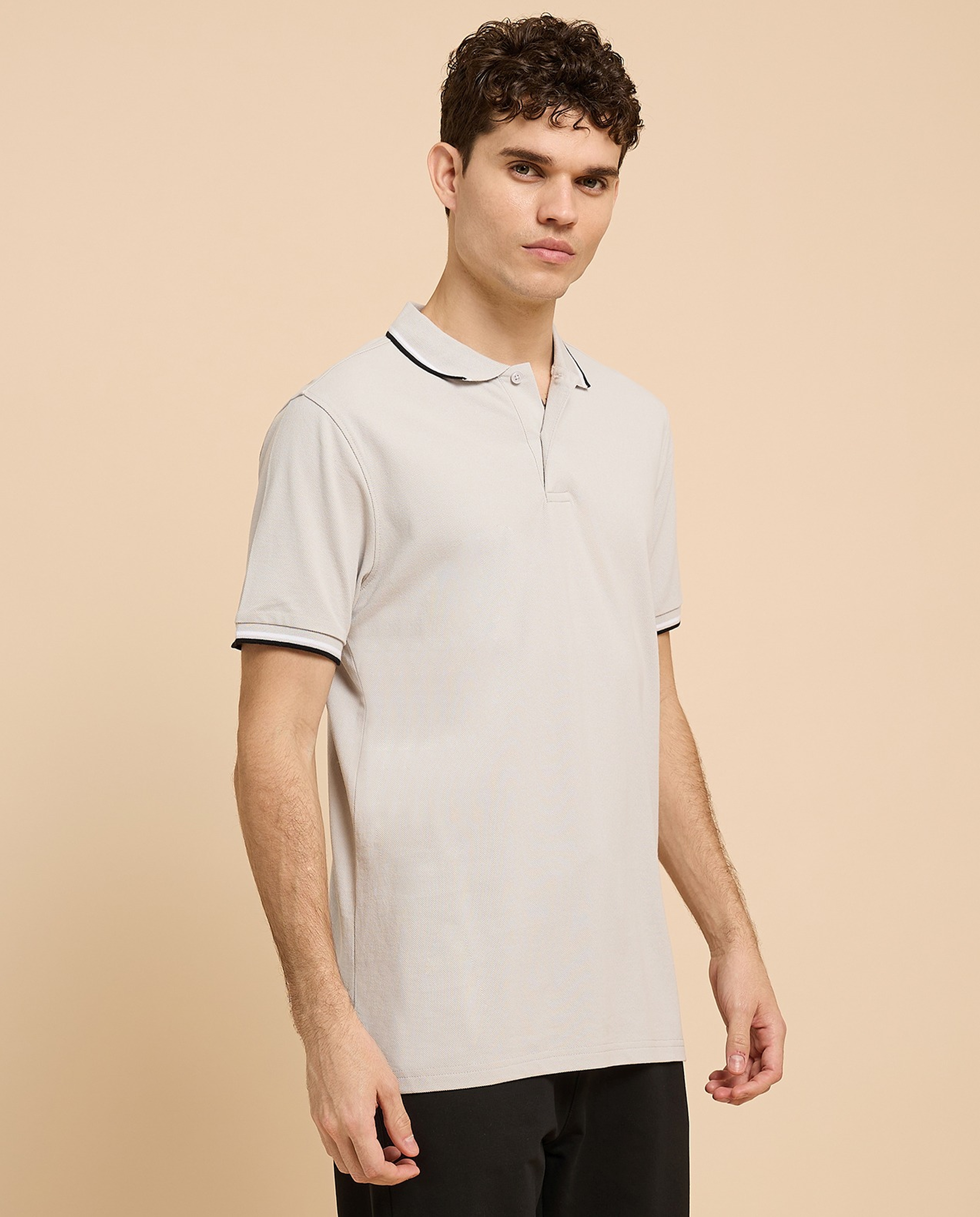Contrast Tipping Polo T-Shirt with Short Sleeves