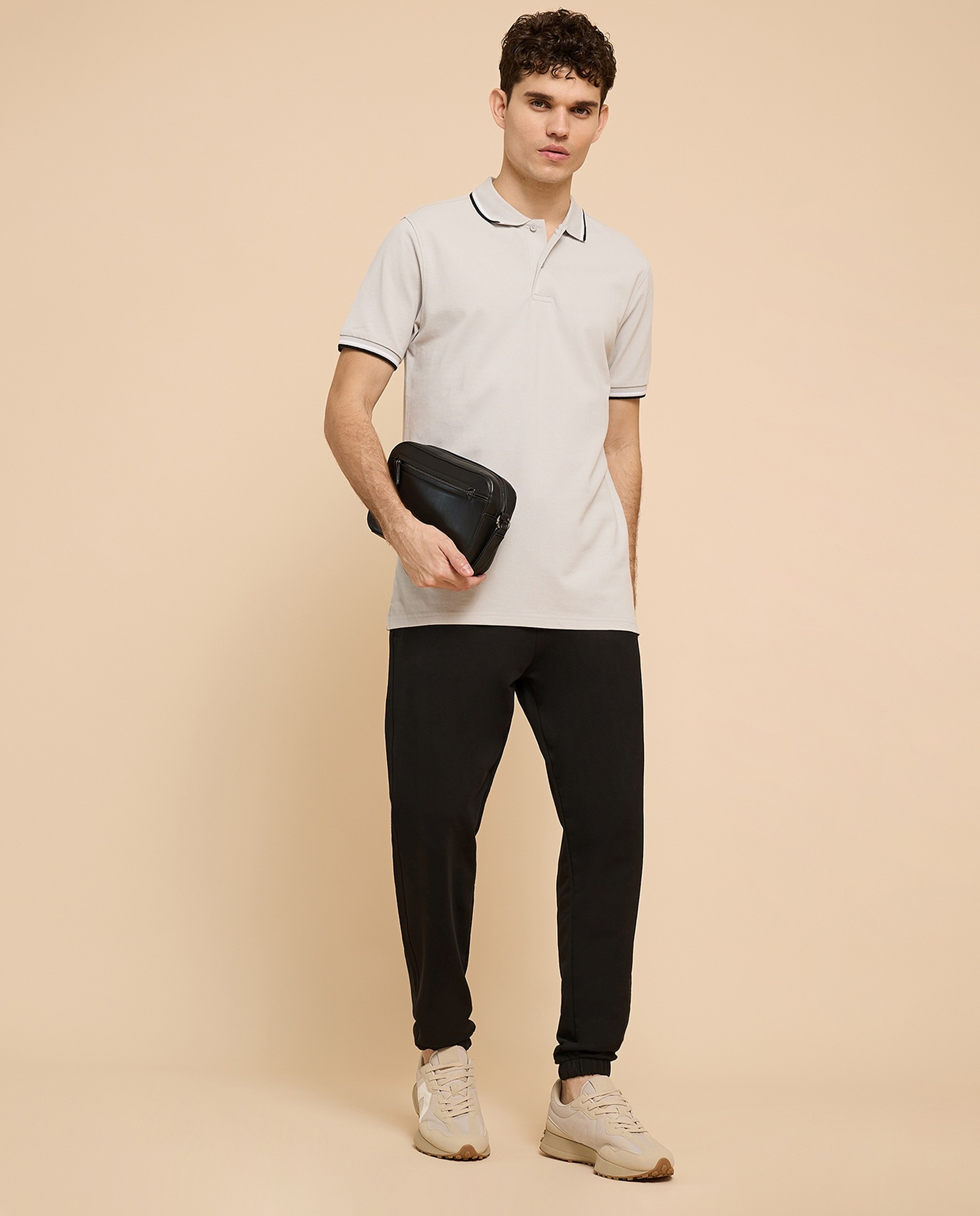 Contrast Tipping Polo T-Shirt with Short Sleeves