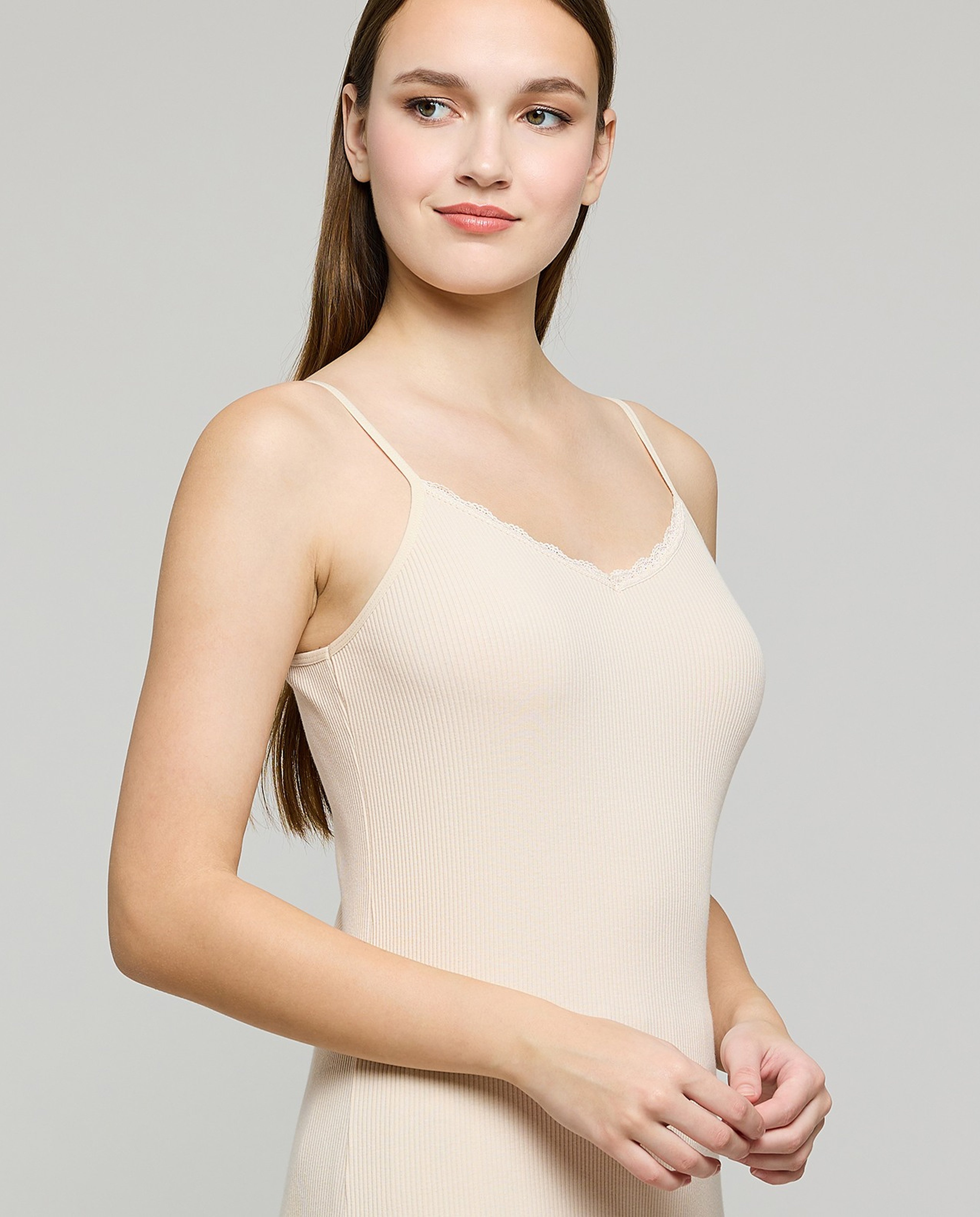 Ribbed Lace Trim Camisole