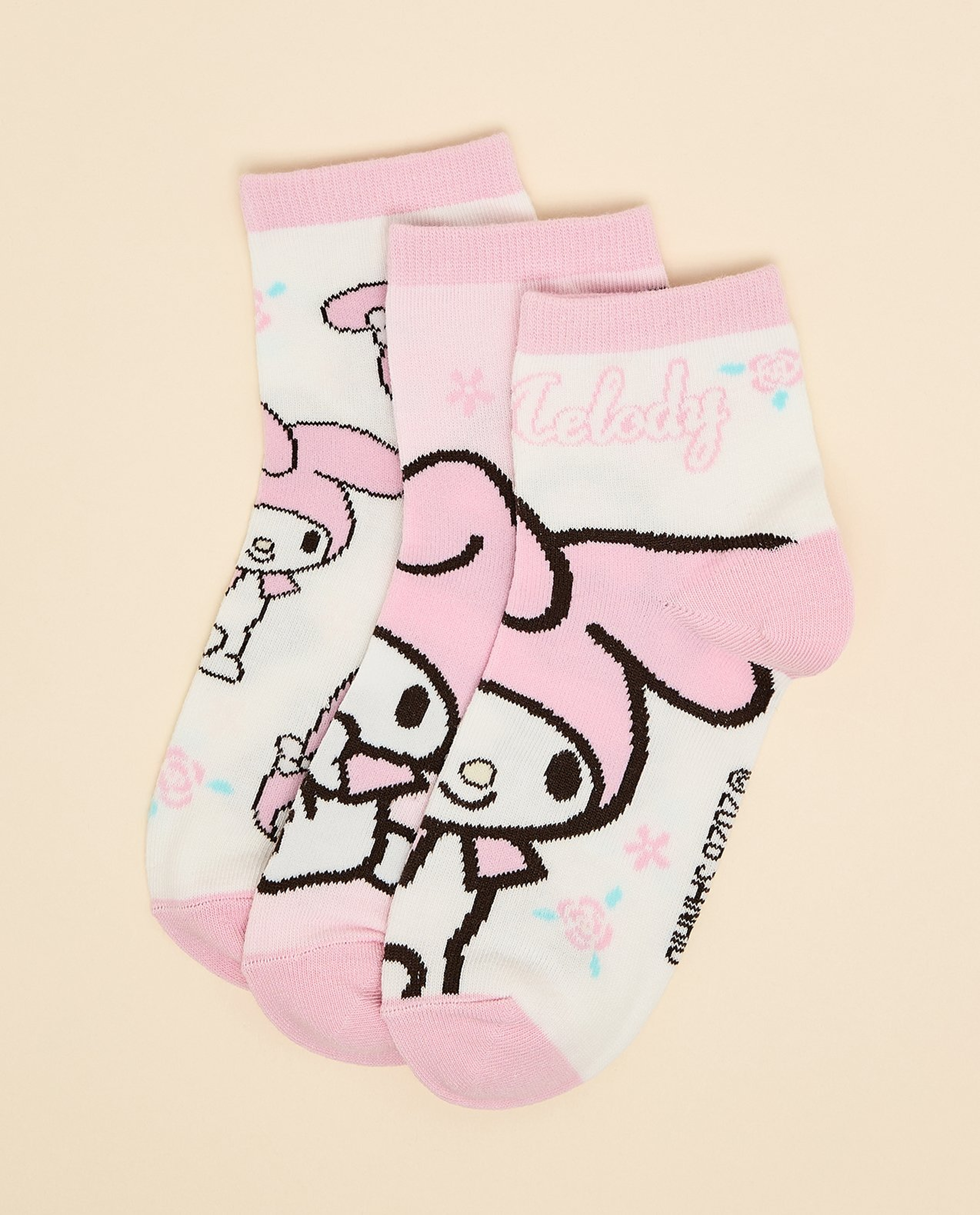 3 Pack My Melody Print Ankle Socks