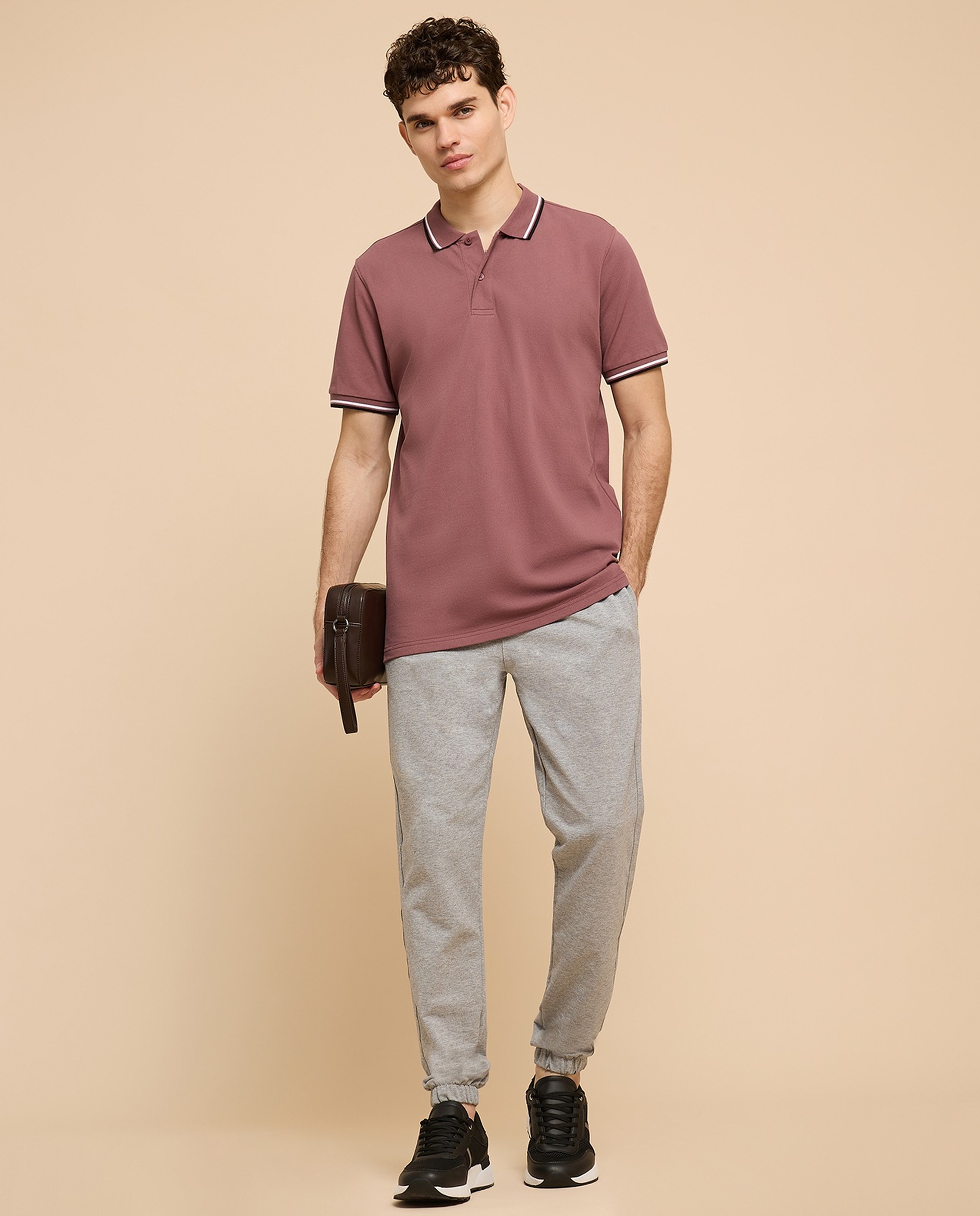 Contrast Tipping Polo T-Shirt with Short Sleeves