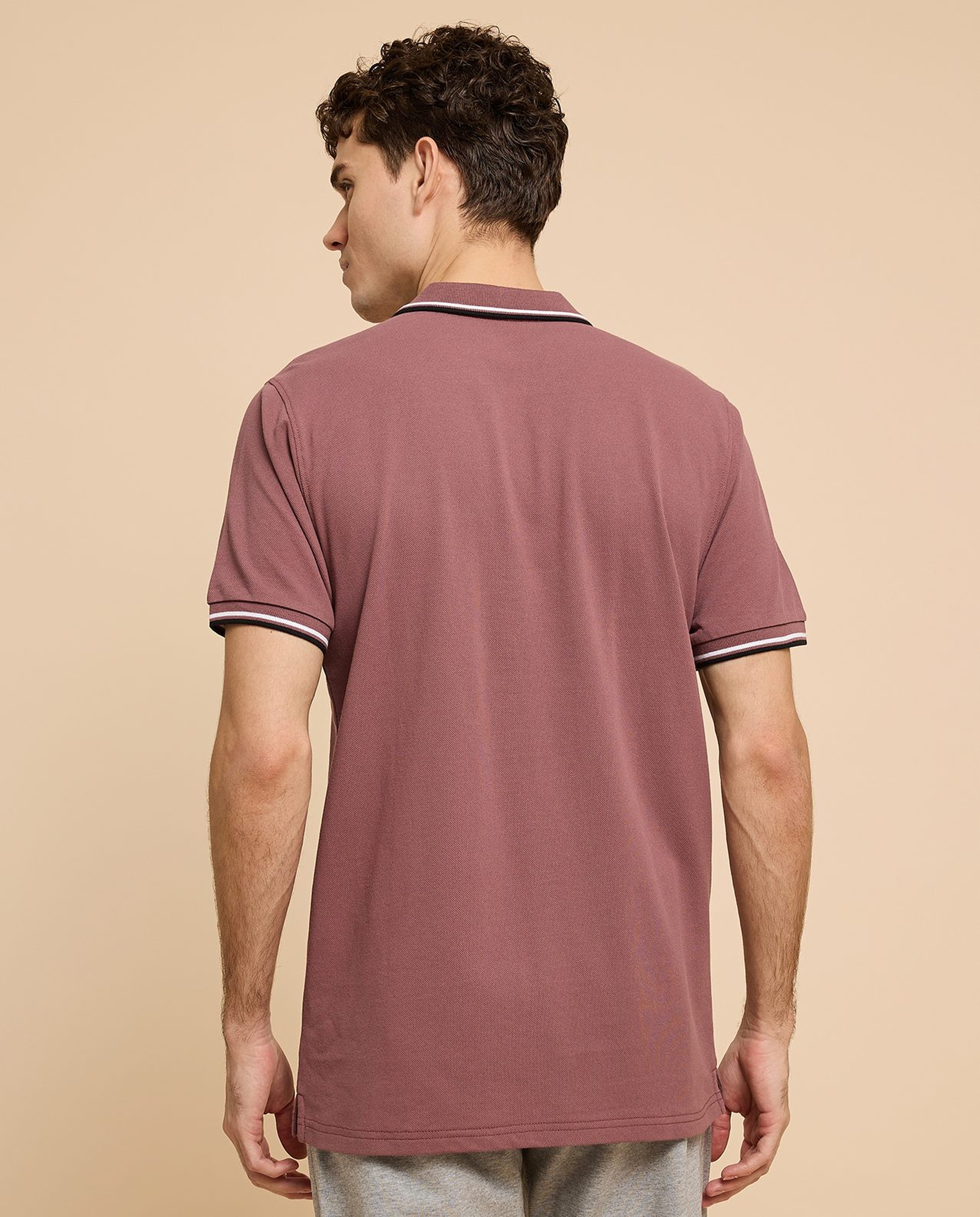 Contrast Tipping Polo T-Shirt with Short Sleeves