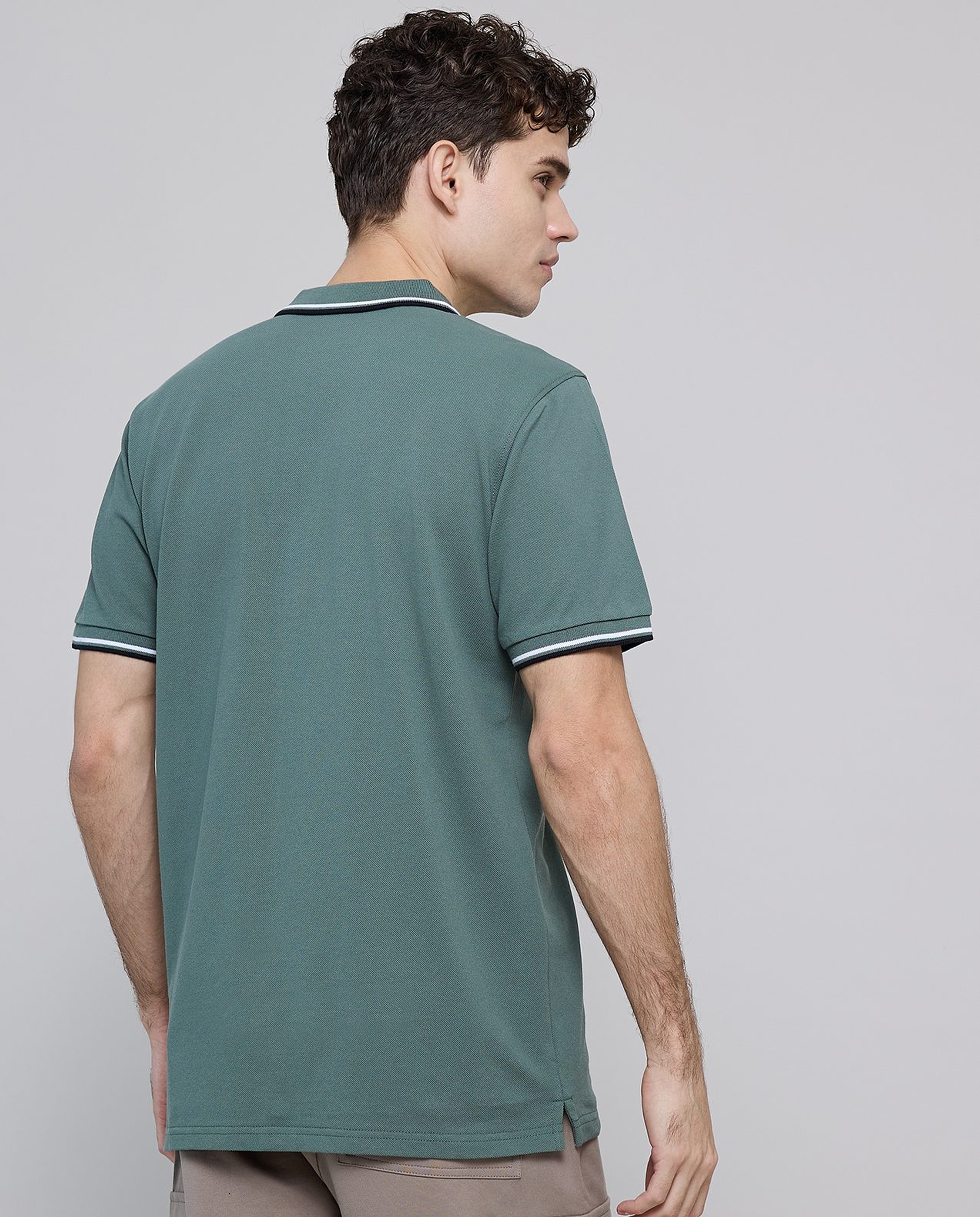 Contrast Tipping Polo T-Shirt with Short Sleeves