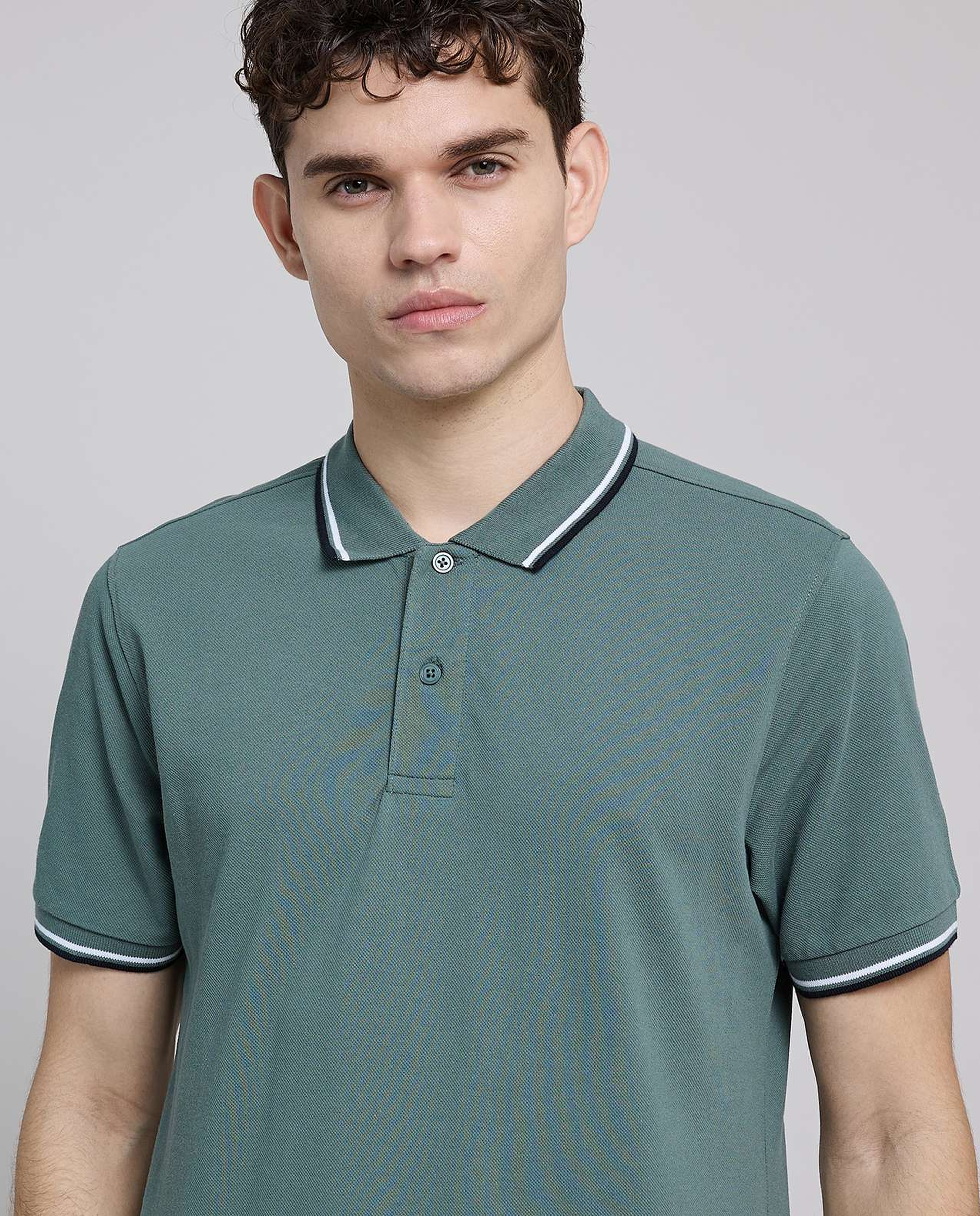 Contrast Tipping Polo T-Shirt with Short Sleeves