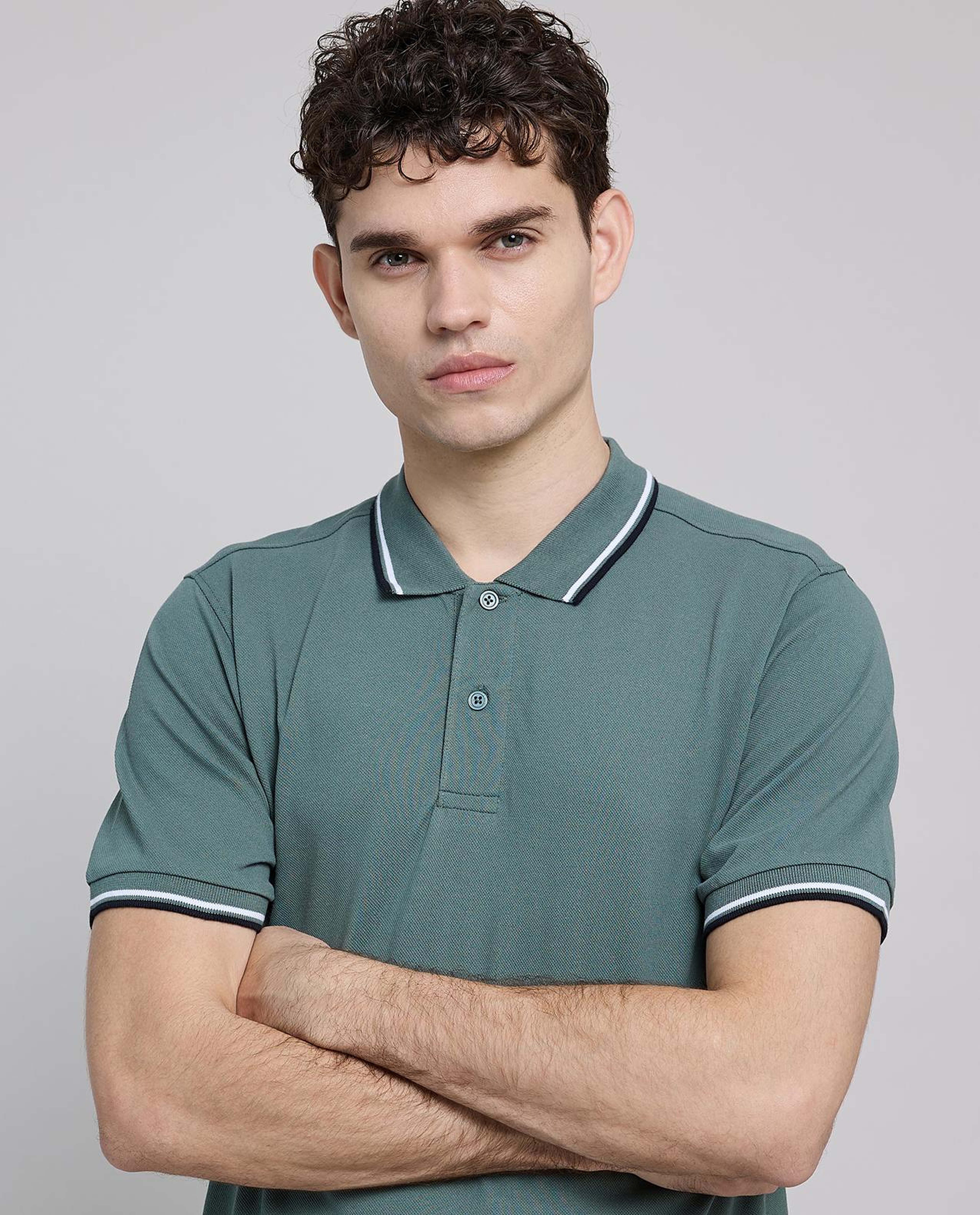 Contrast Tipping Polo T-Shirt with Short Sleeves