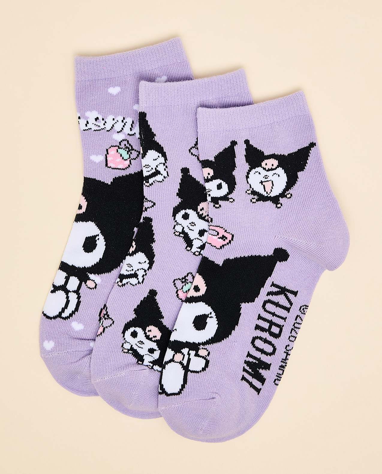 3 Pack Kuromi Print Ankle Socks
