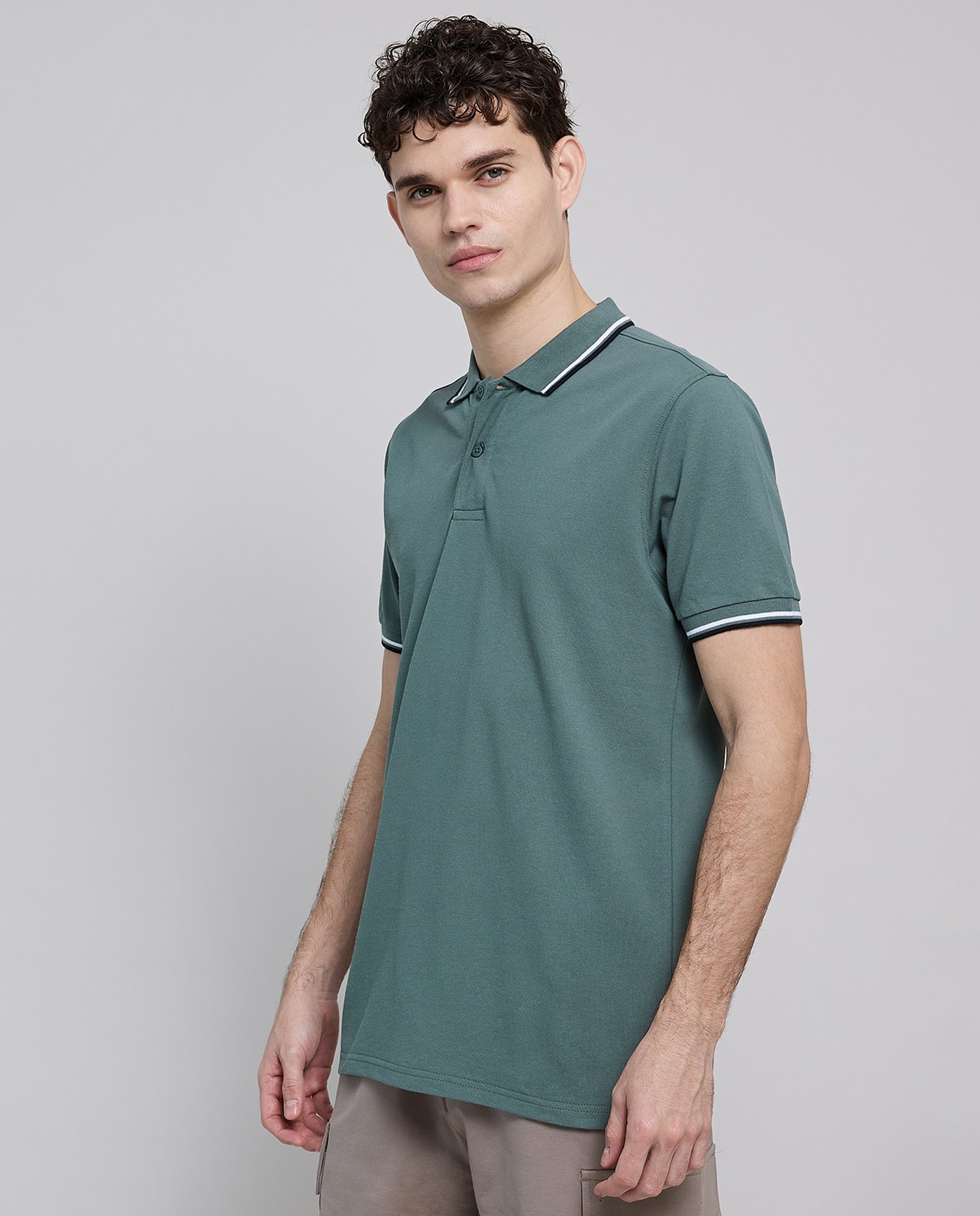 Contrast Tipping Polo T-Shirt with Short Sleeves