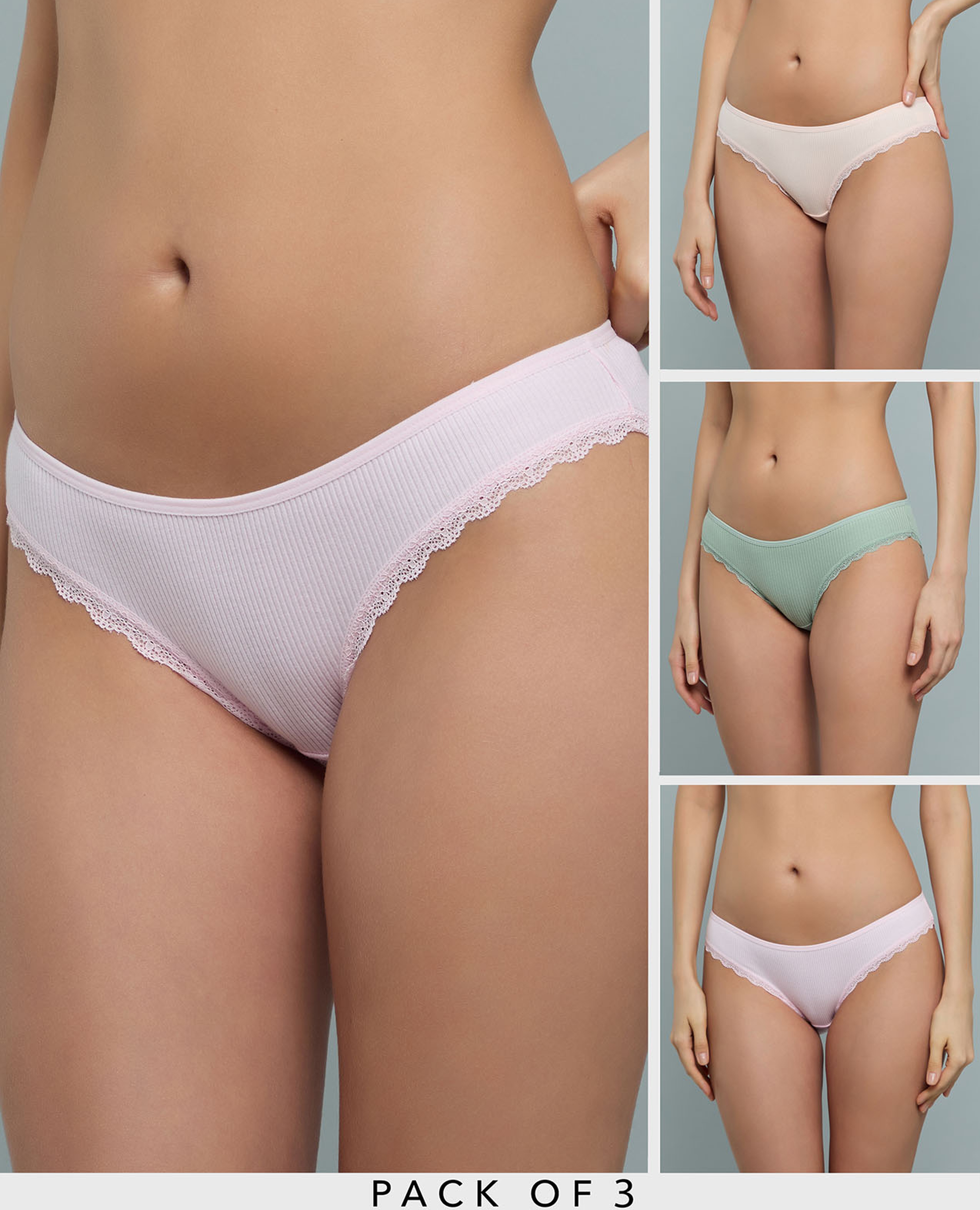 سروال بيكيني مرن - 3 قطع