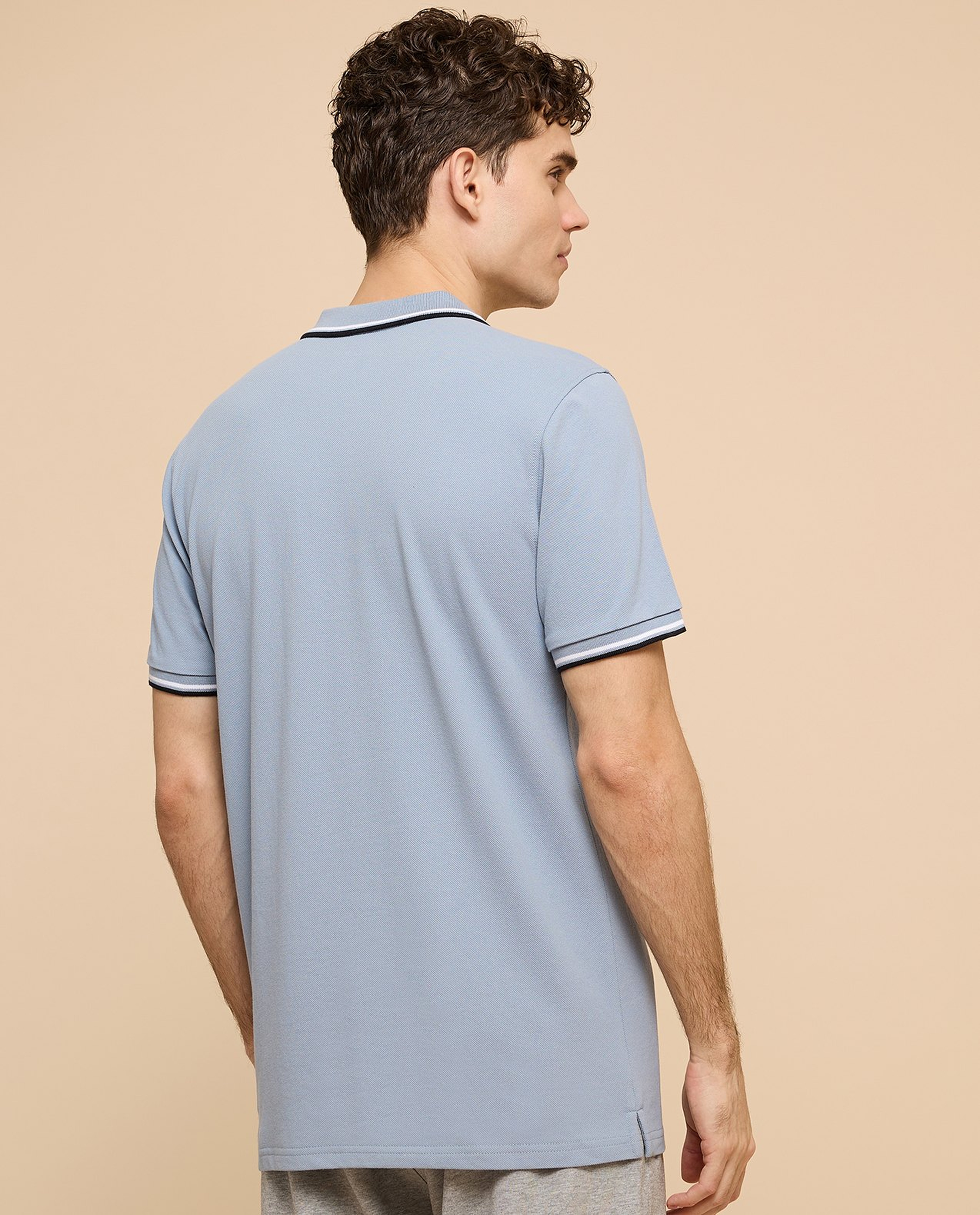 Contrast Tipping Polo T-Shirt with Short Sleeves