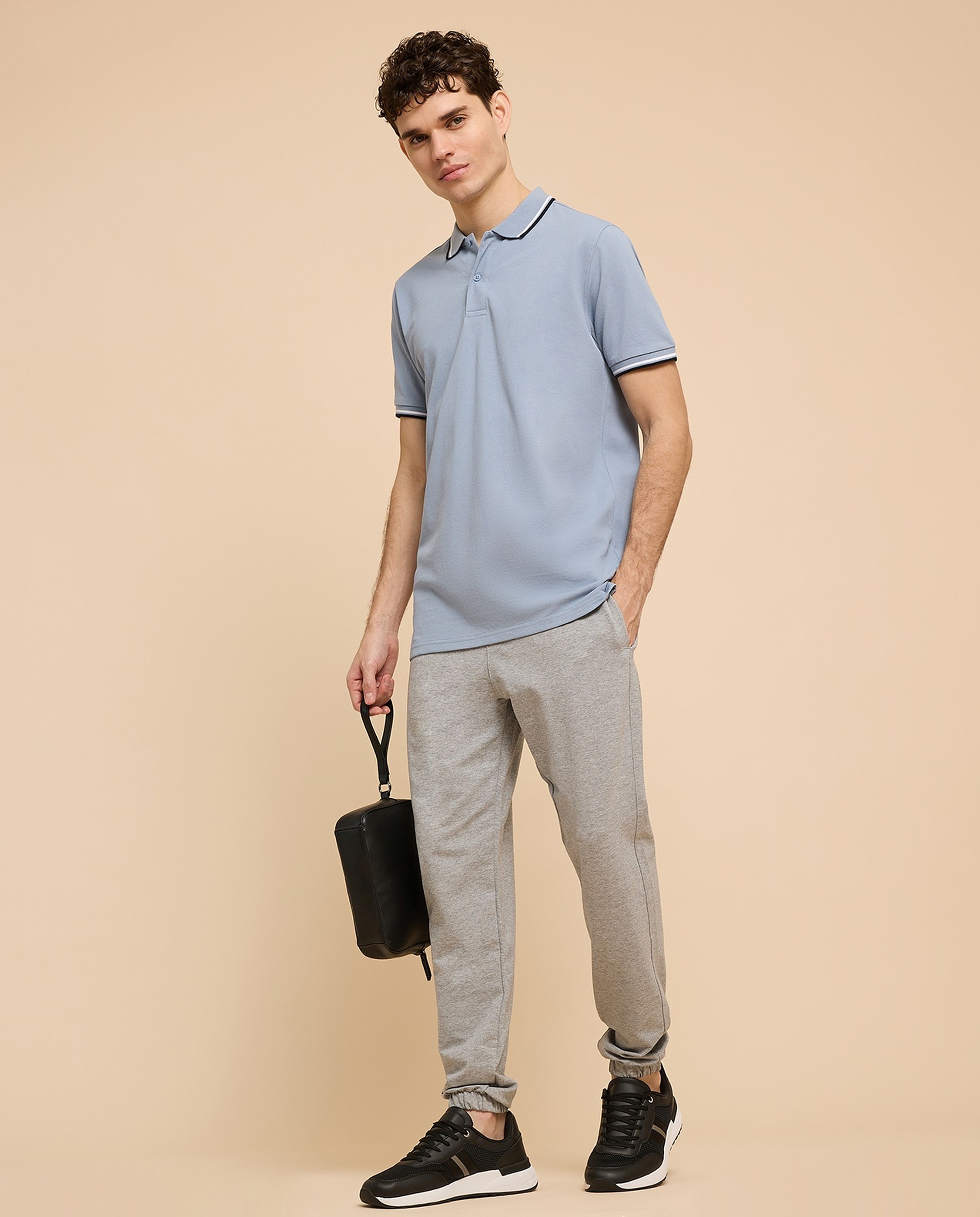 Contrast Tipping Polo T-Shirt with Short Sleeves