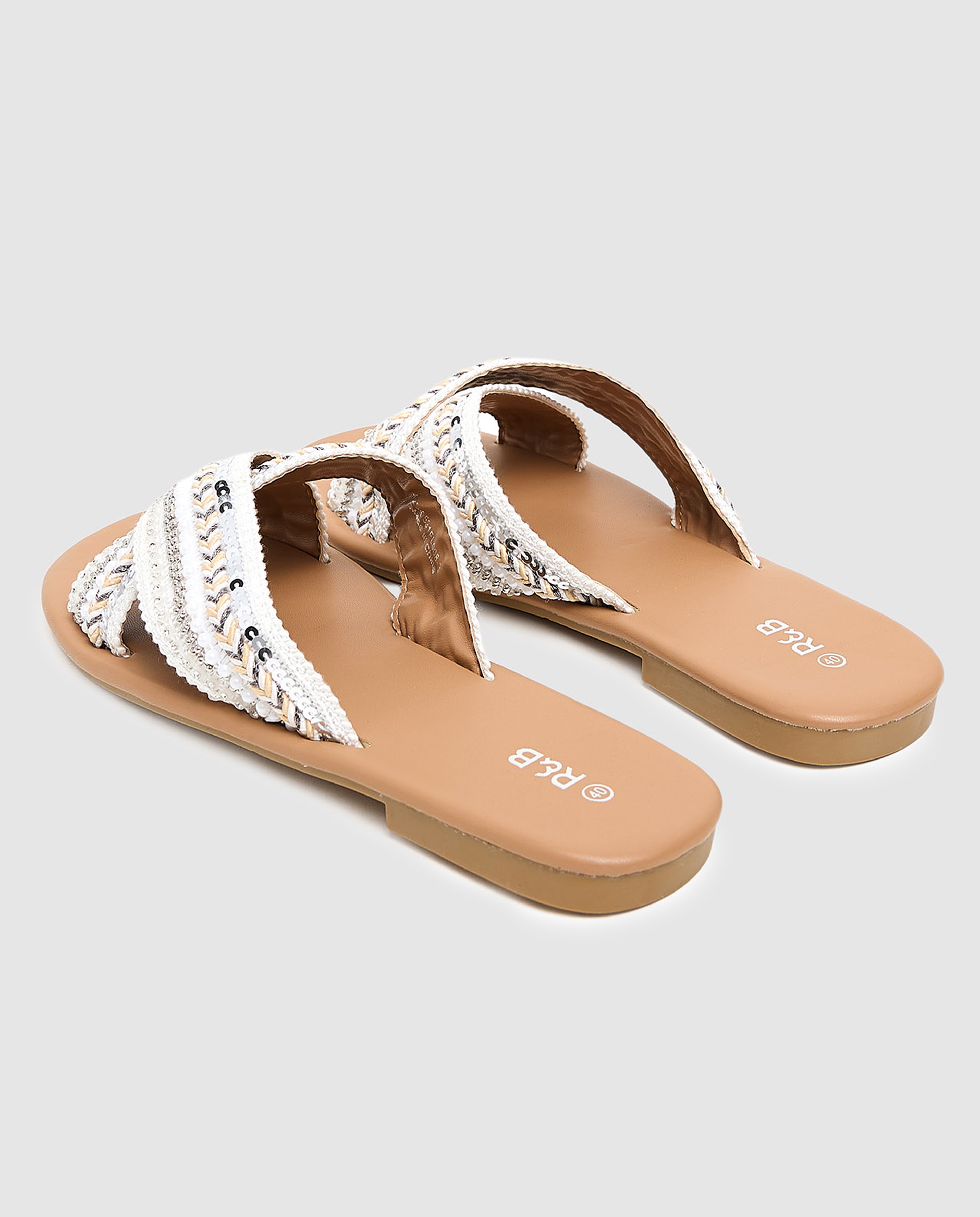 Embroidered Flat Sandals