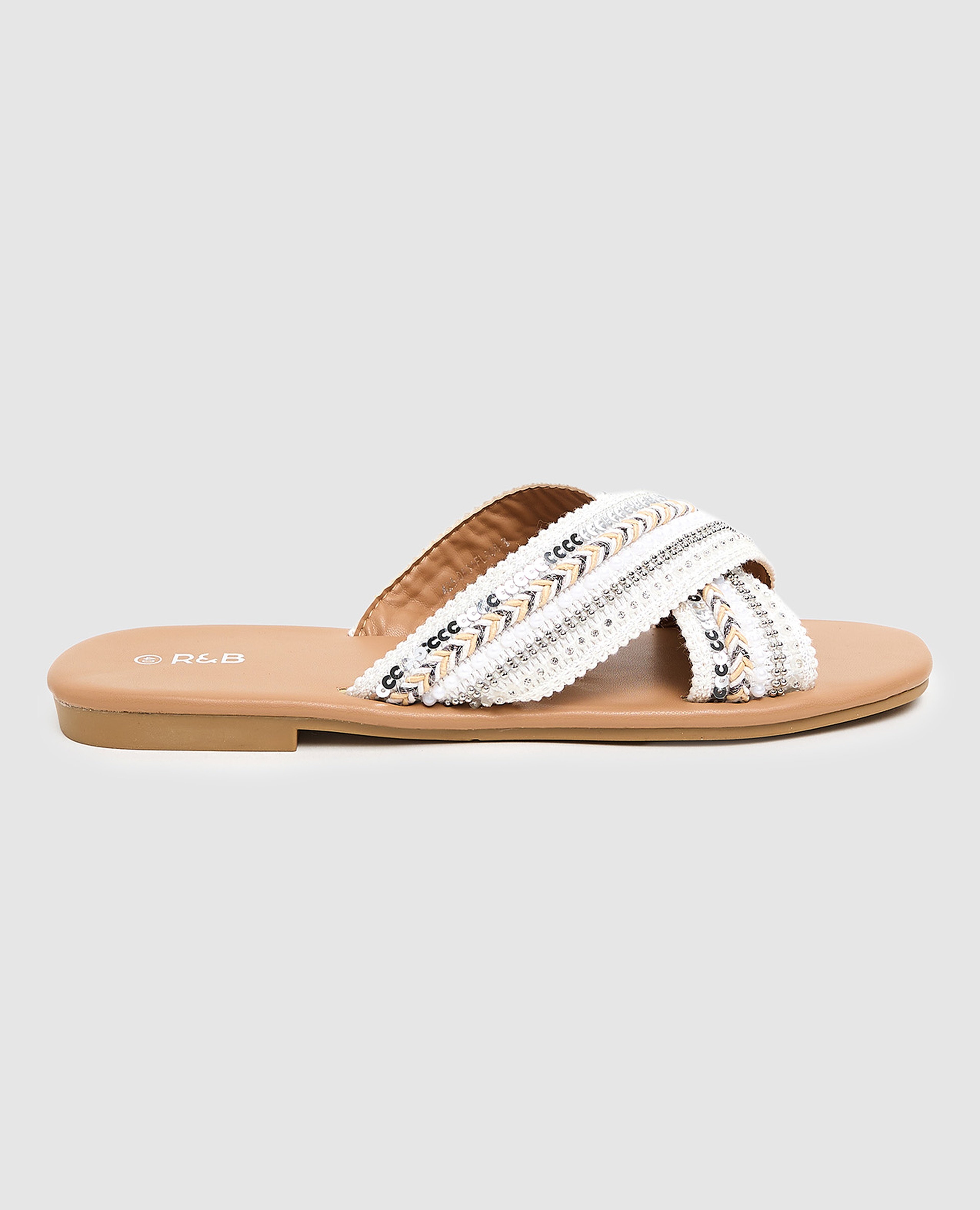 Embroidered Flat Sandals