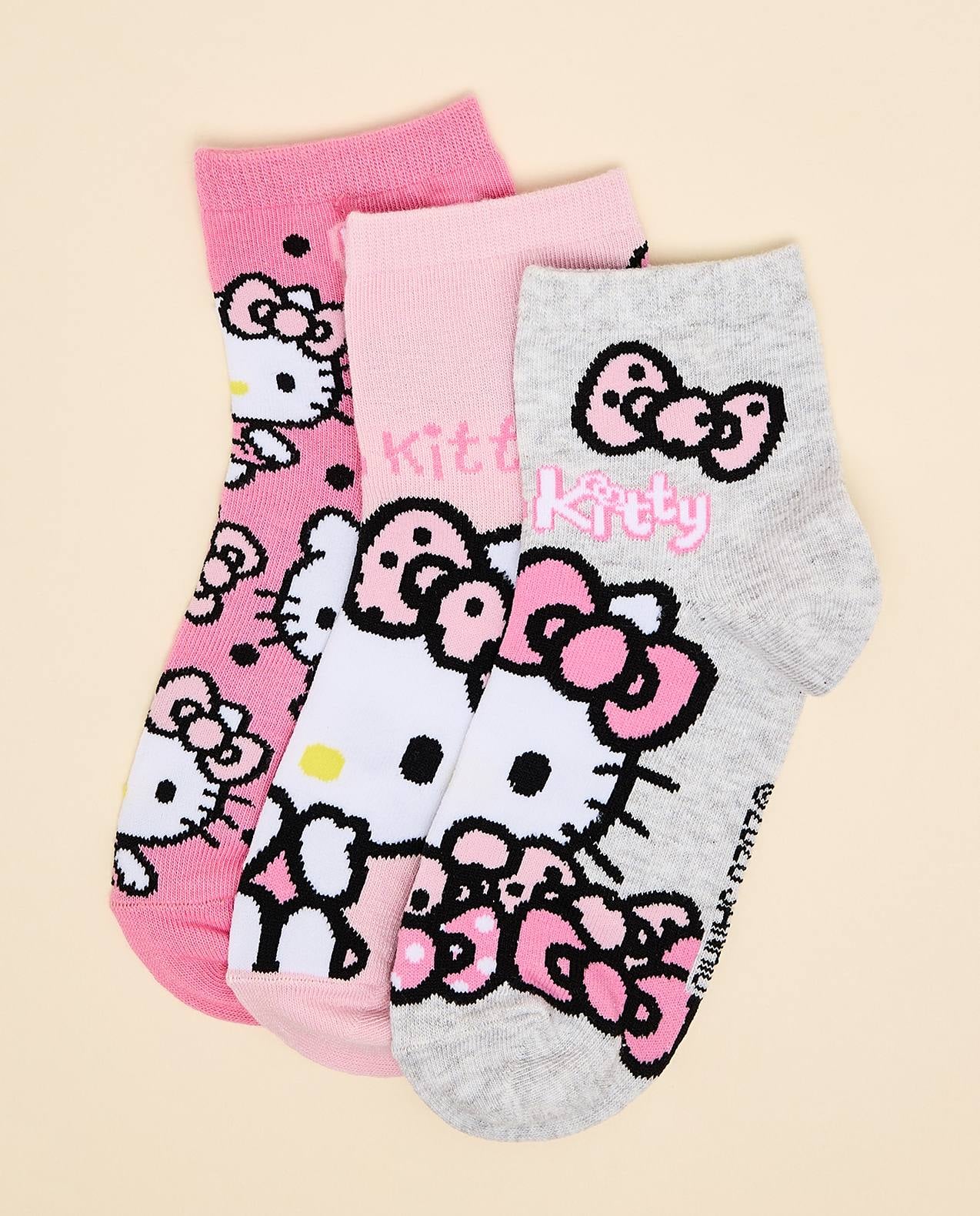 3 Pack Hello Kitty Print Ankle Socks