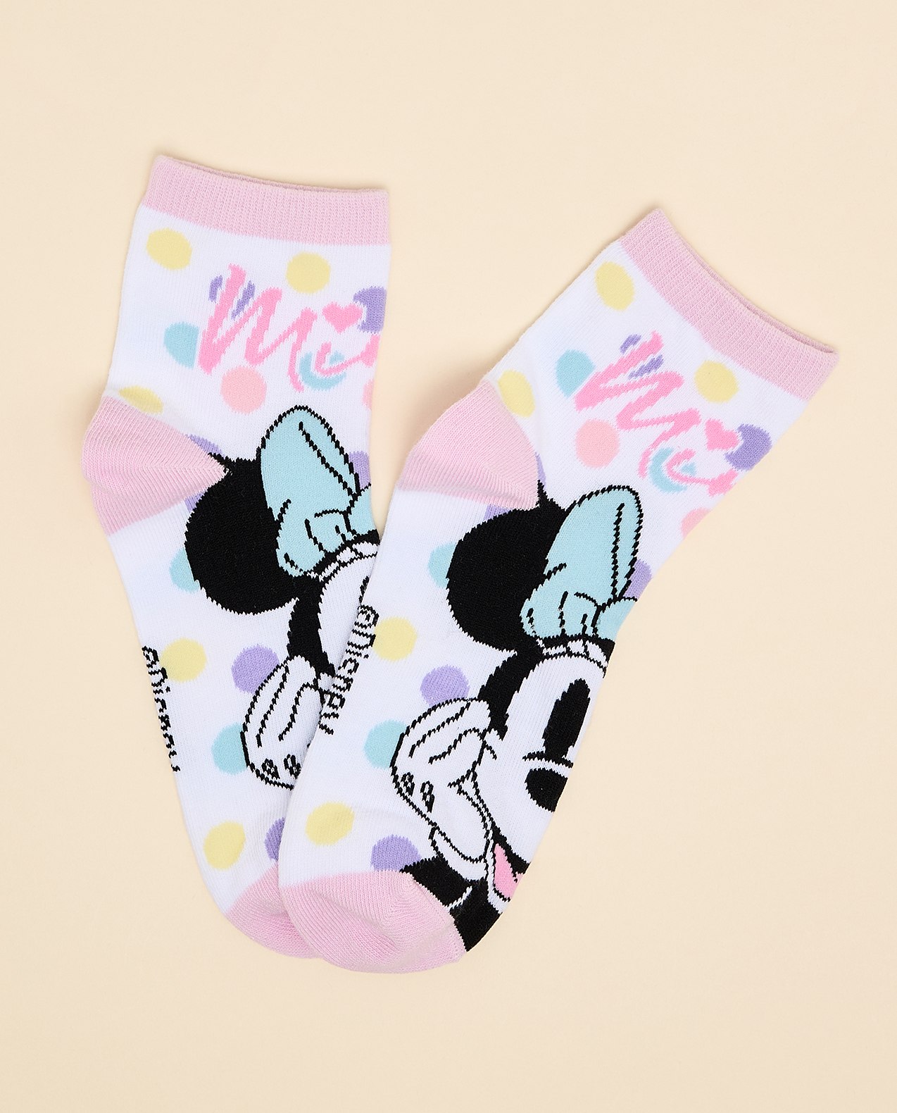 3 Pack Minnie Mouse Print Ankle Socks