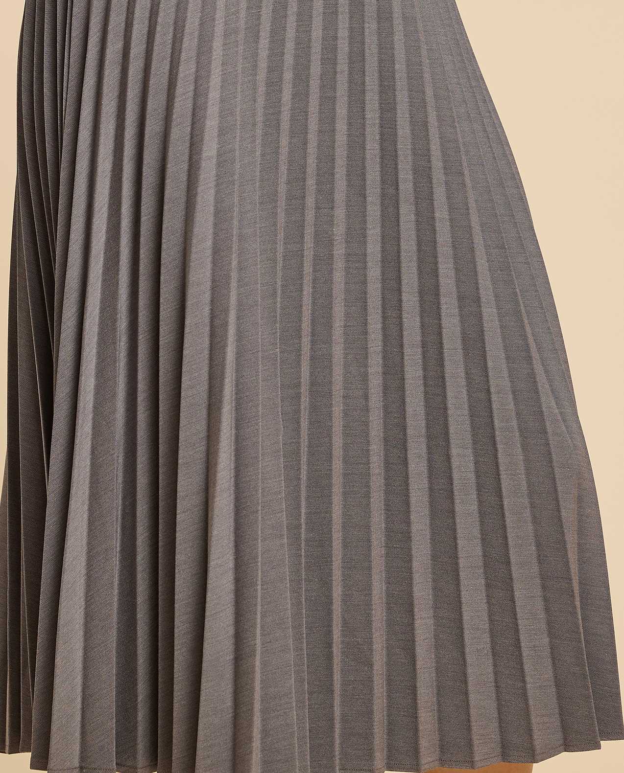 Pleated Midi Skirt with Elastic Waist