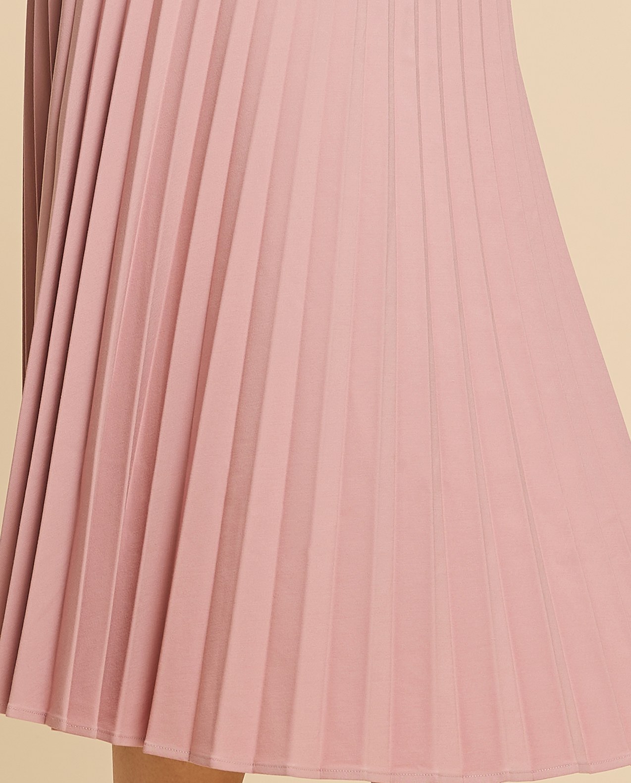 Pleated Midi Skirt with Elastic Waist