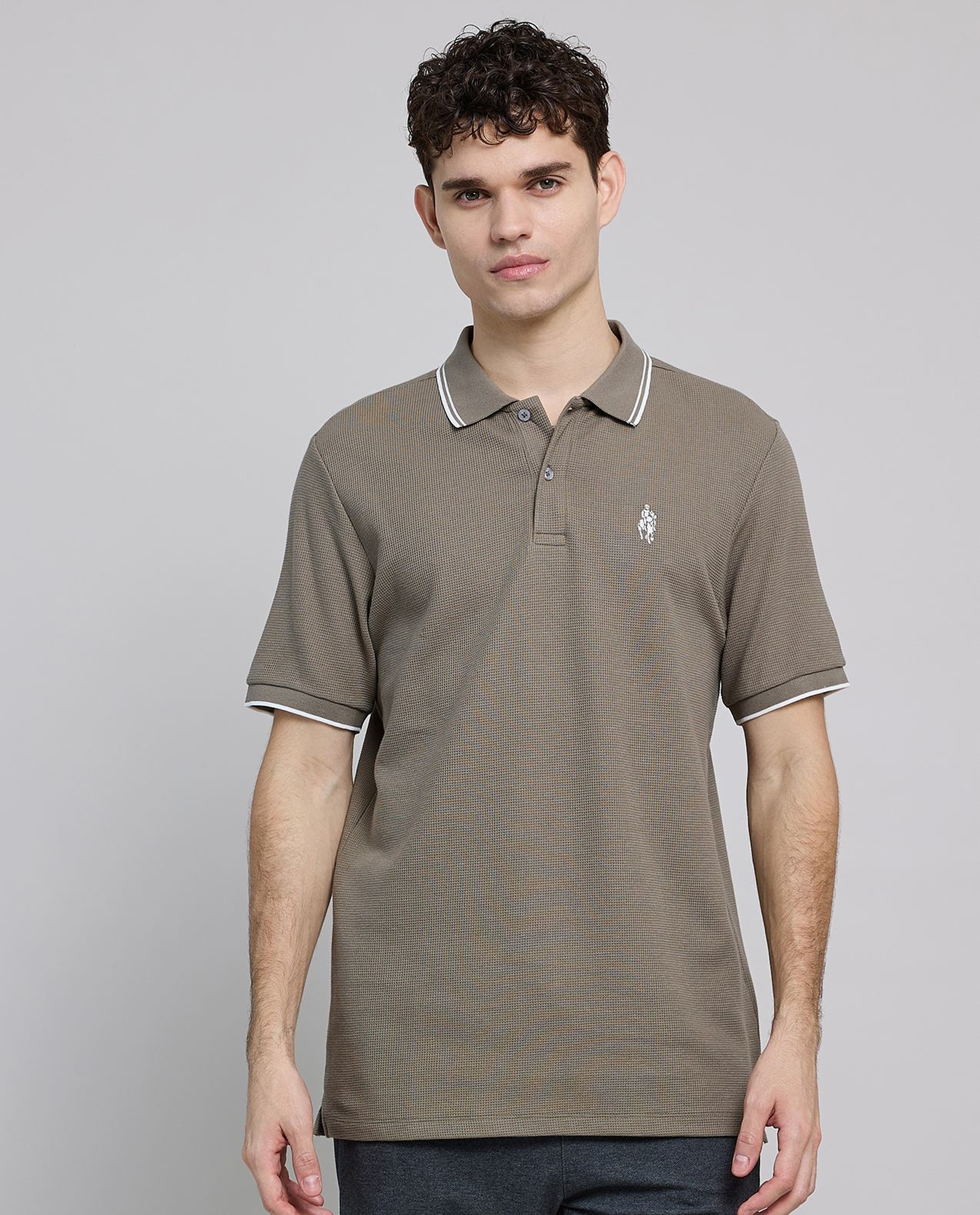 Logo Embroidered Polo T-Shirt with Short Sleeves